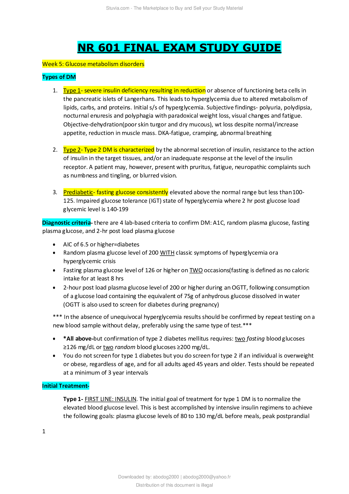 Preview of NR 601 Final Exam Study Guide (Version-2) / NR601 Final Exam Study Guide (NEW, 2020)