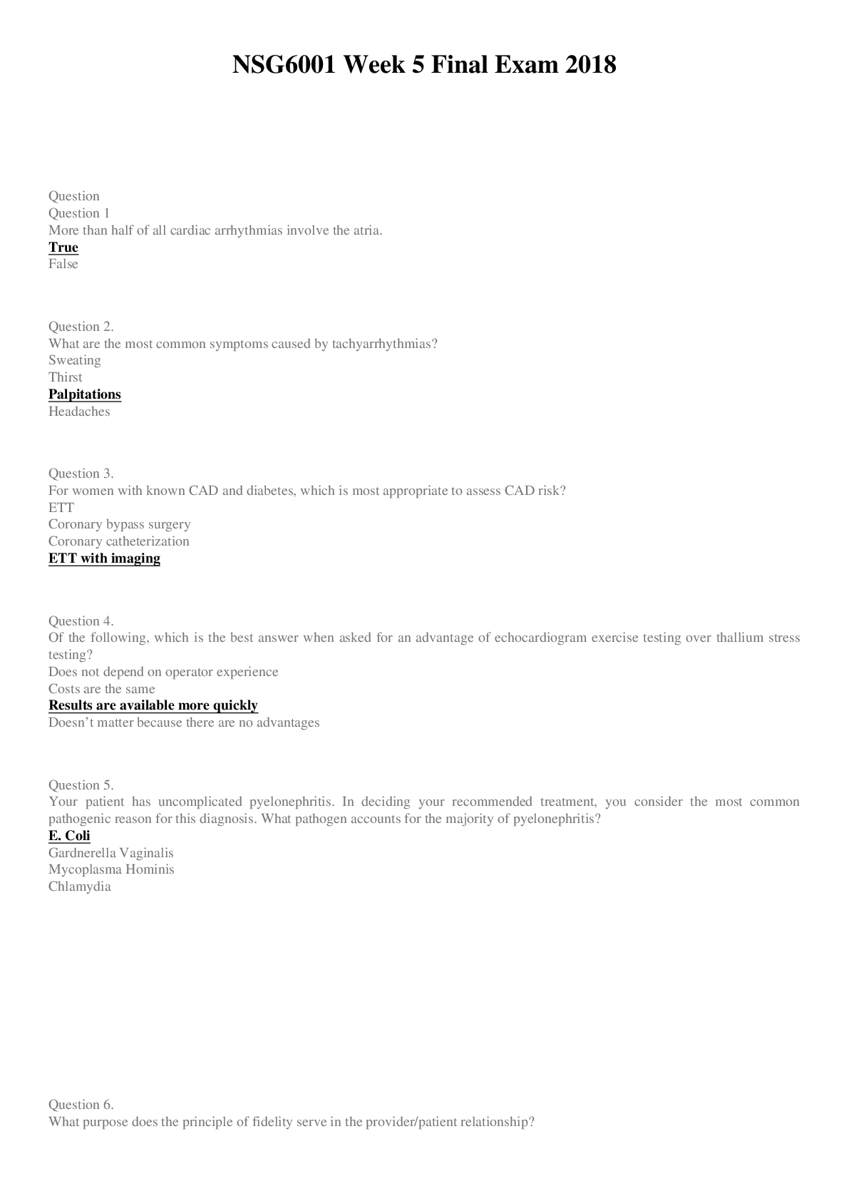 Preview image for NSG 6001 Week 5 Final Exam 2018