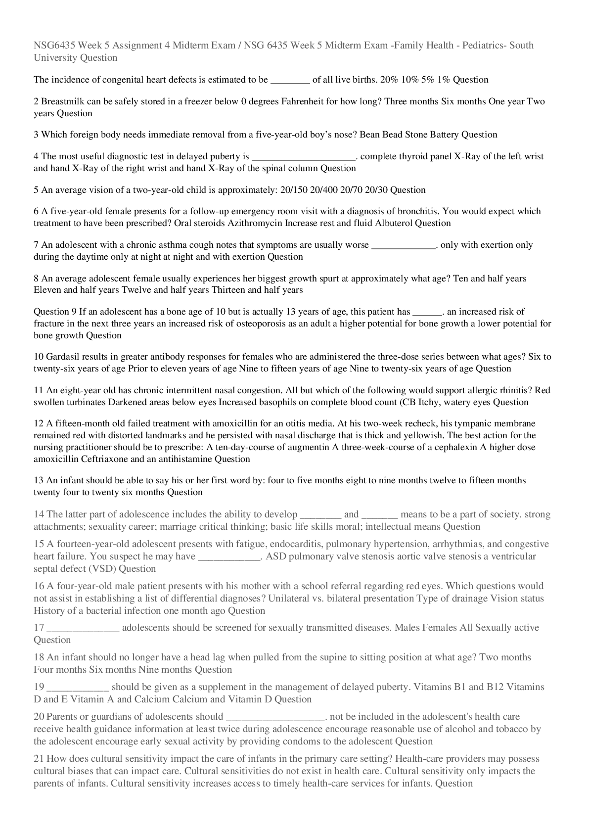 Preview of NSG 6435 Midterm Study Guide Questions Best