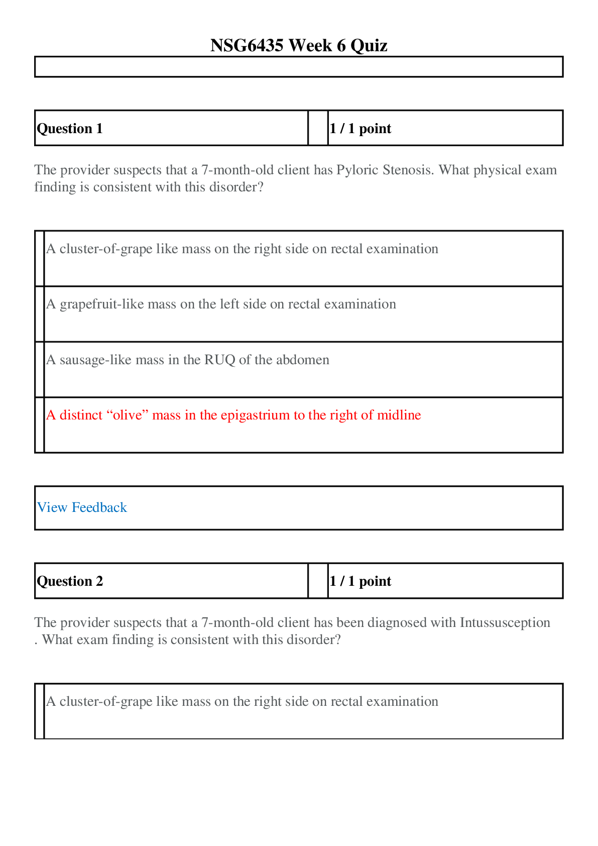 Preview of NSG 6435 Week 6 Quiz 1