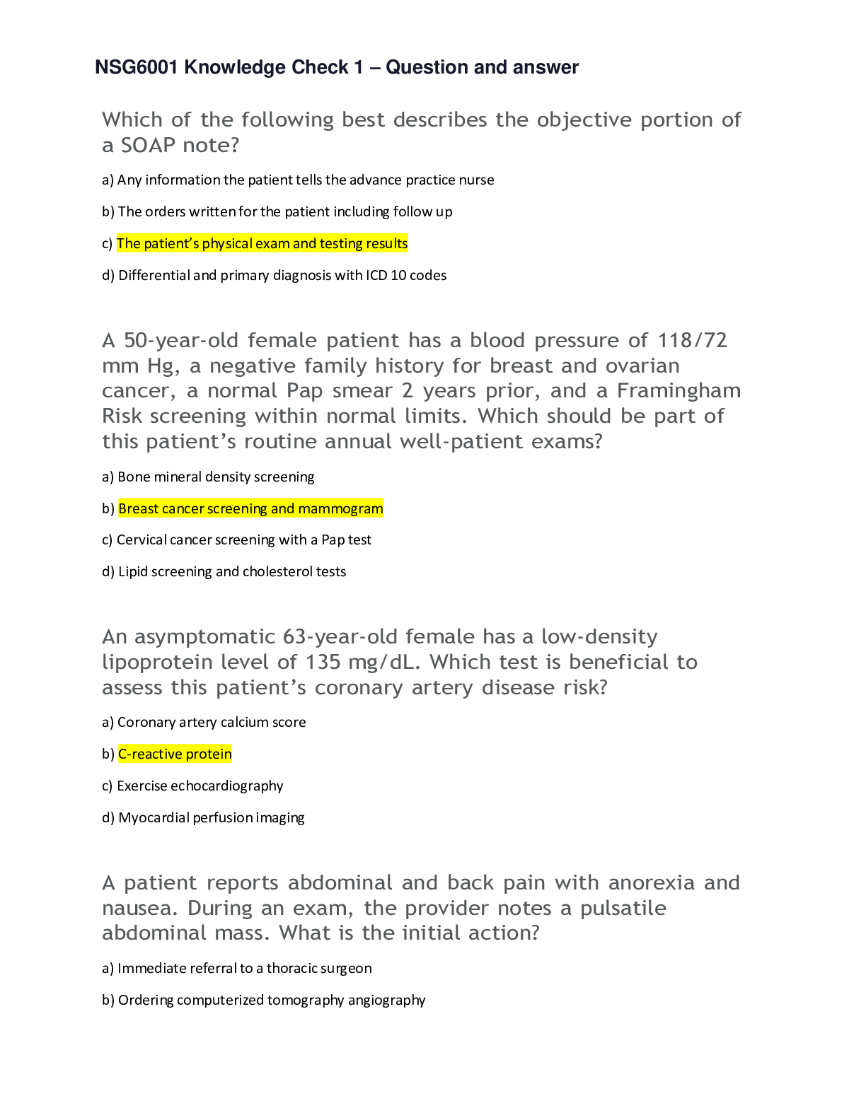 Preview image for NSG6001 Knowledge Check 1
