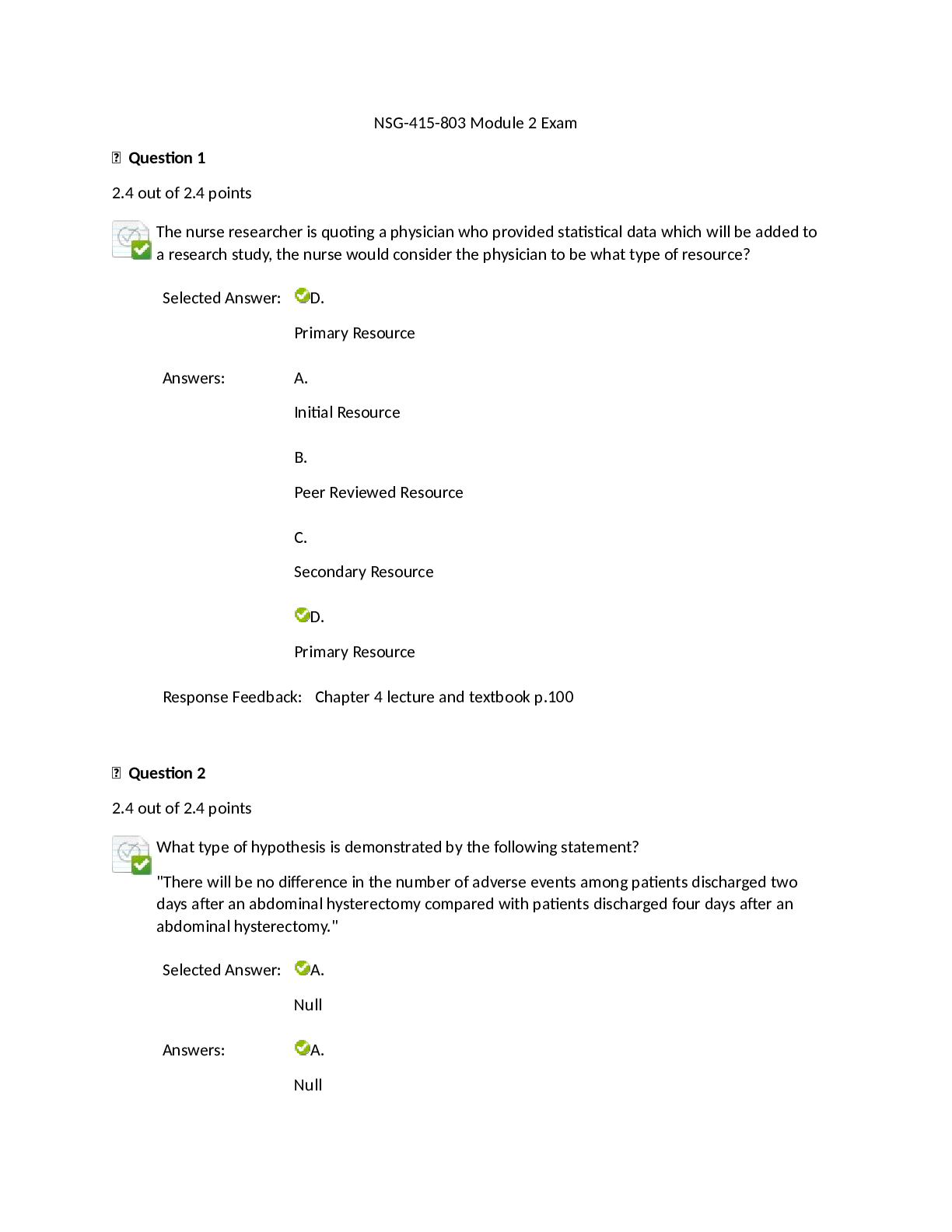 Preview image for NSG-415-803 Module 2 Exam(GRADED A+)