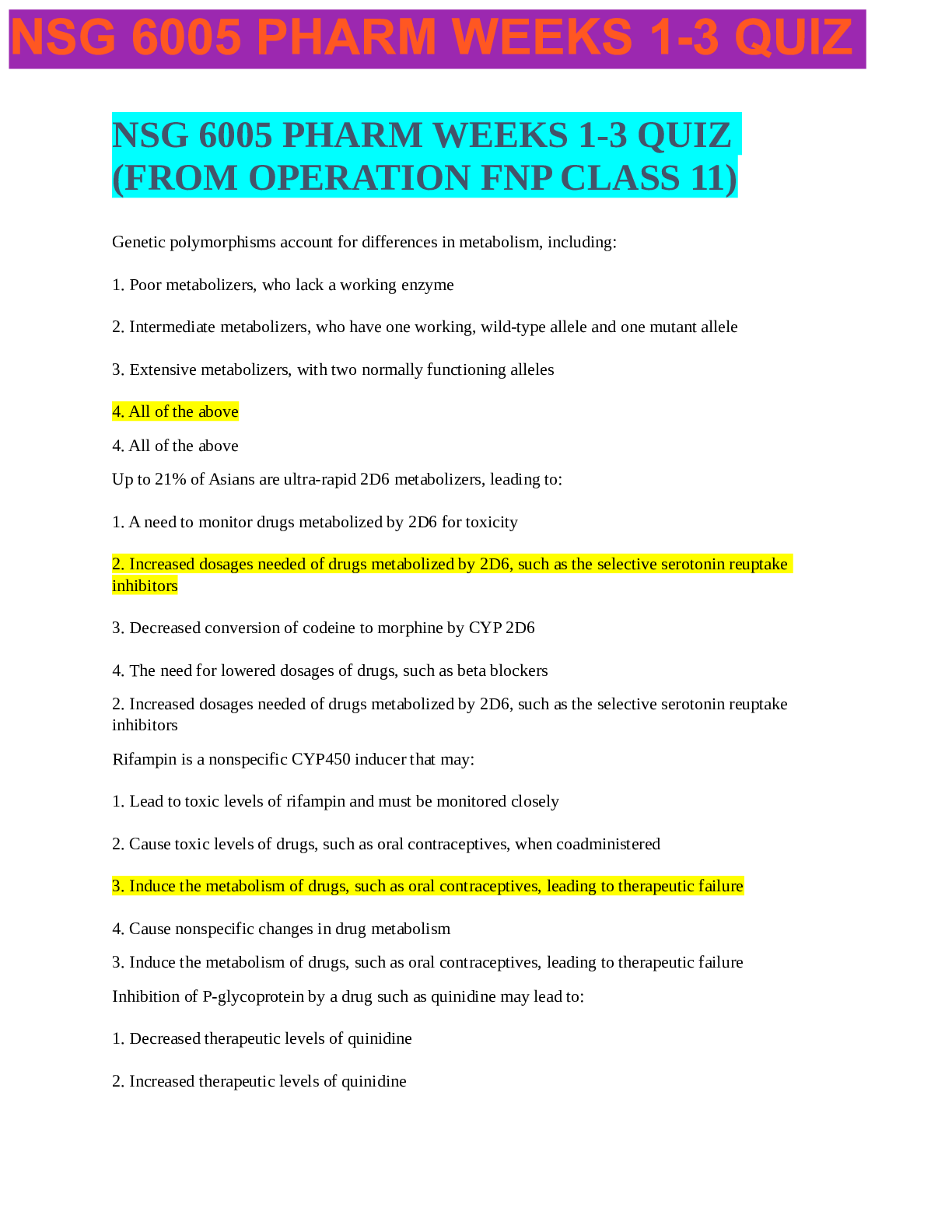 Preview image for NSG 6005 Pharm Weeks 1-3 Quiz (from operationFNP Class 11)