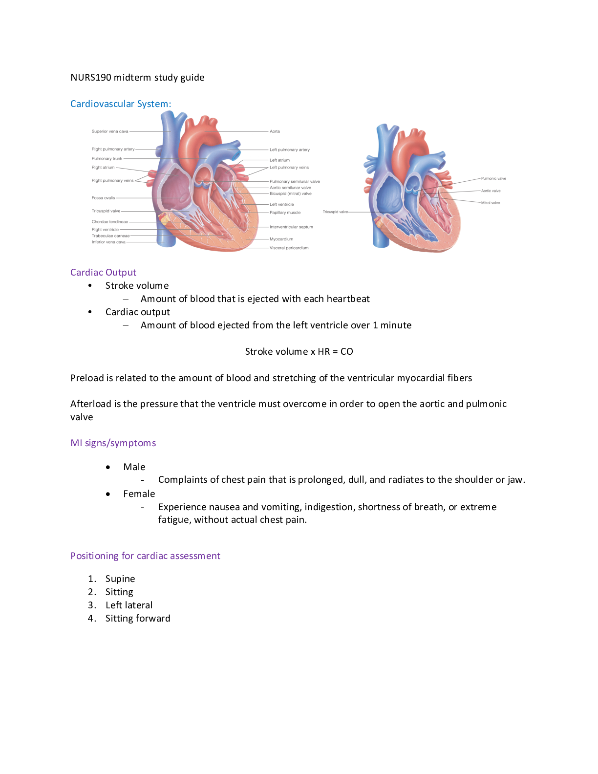 Preview of NURS190 Midterm Study Guide