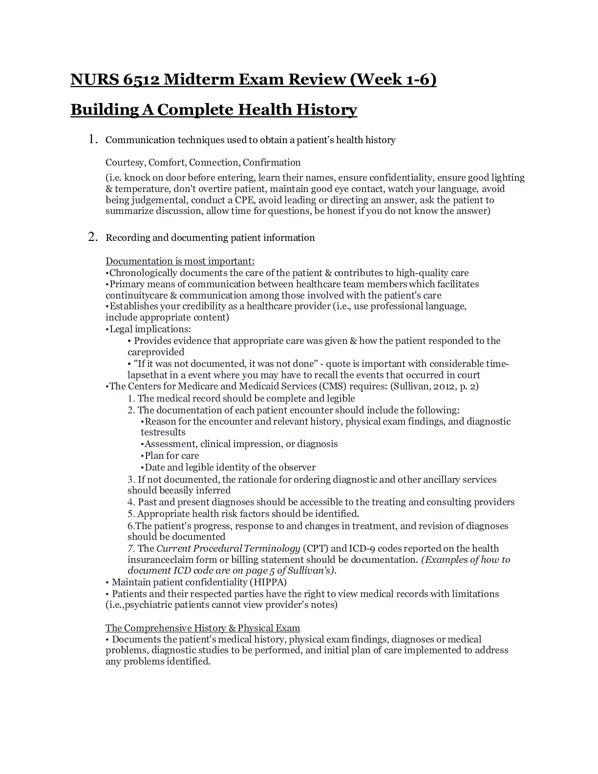 Preview image for NURS 6512 Midterm Exam Review Week 1 to 6