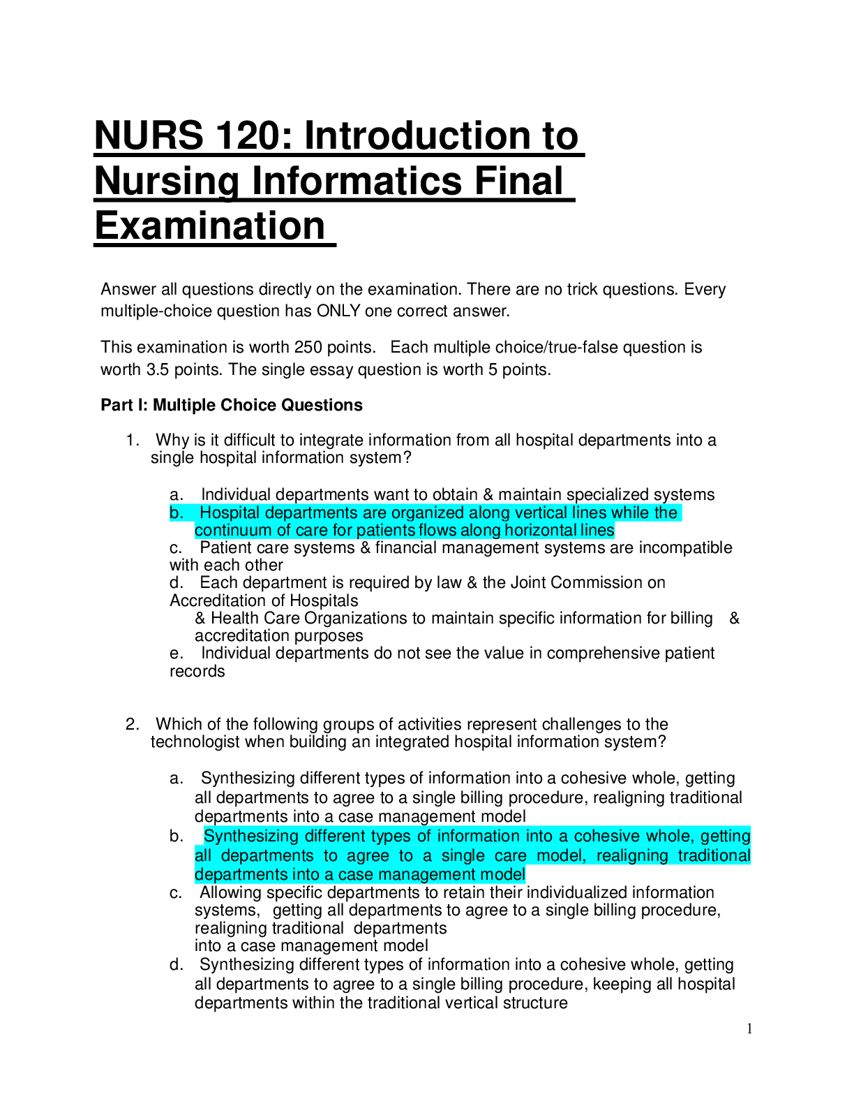 Preview image for NR 599 NURSING INFORMATICS FINAL EXAM-guaranteed 100% pass-2022-2023