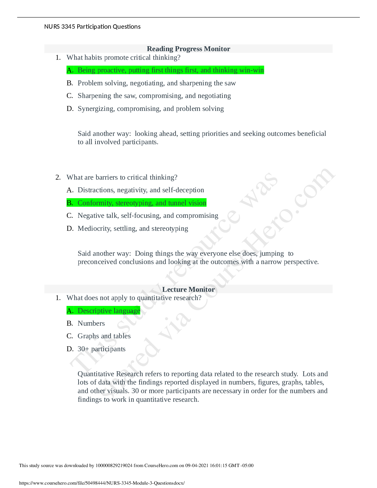 Preview image for NURS 3345 Module 3 Questions.docx.revised edition 2021