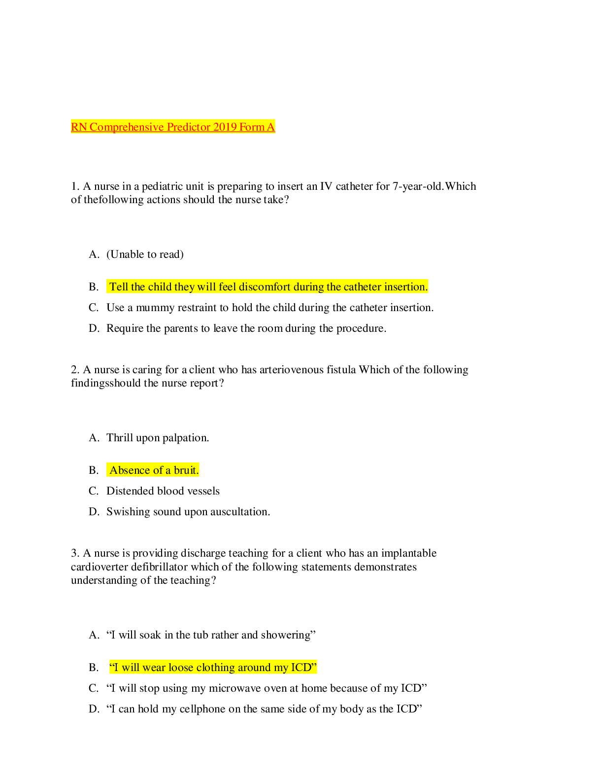 Preview image for NURS 407_RN Comprehensive Predictor Test Bank with complete solution(Already Graded A)100% guaranteed success.Download and pass your Exams.