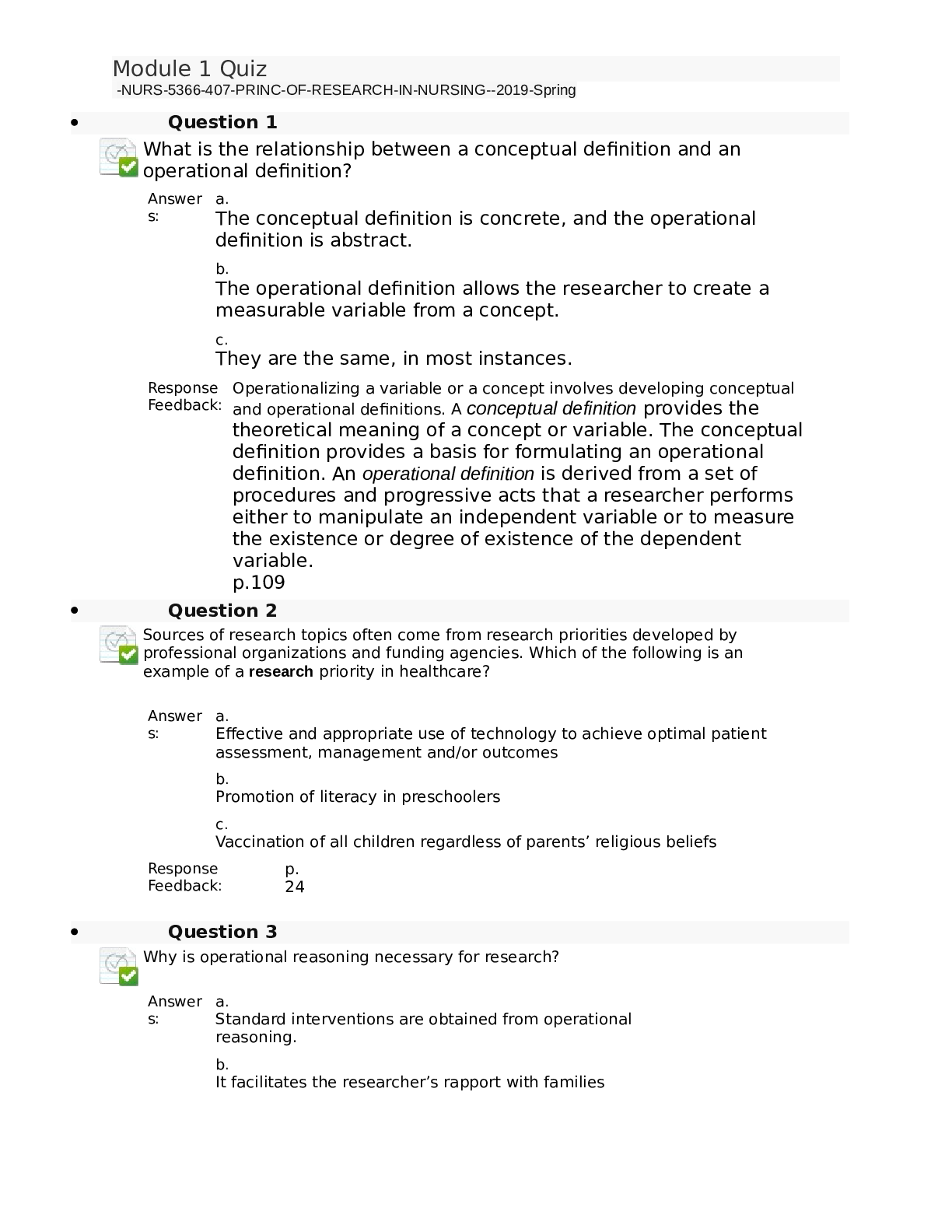 Preview image for NURS 5366 Module 1 Quiz with answers.