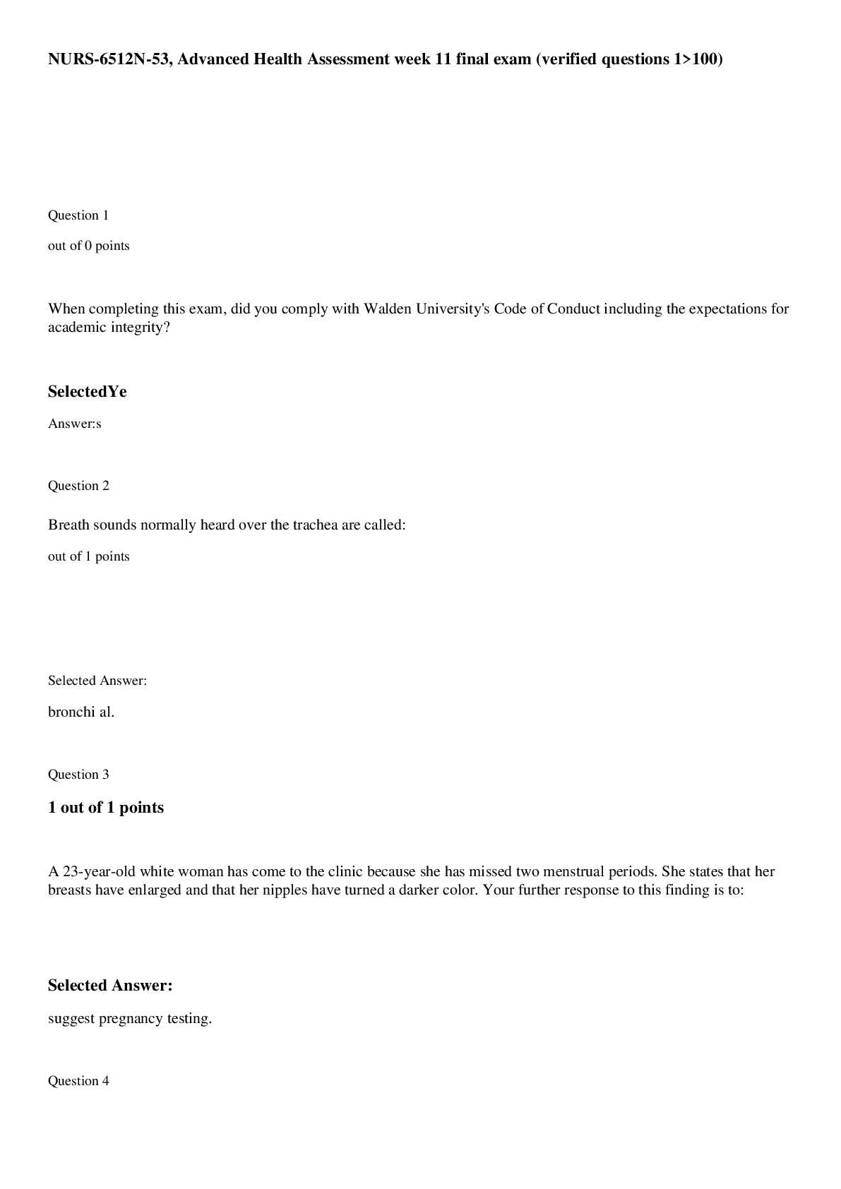 Preview image for NURS6512 / NURS 6512N Advanced Health Assessment 2020 WEEK 11 WALDEN UNIVERSITY