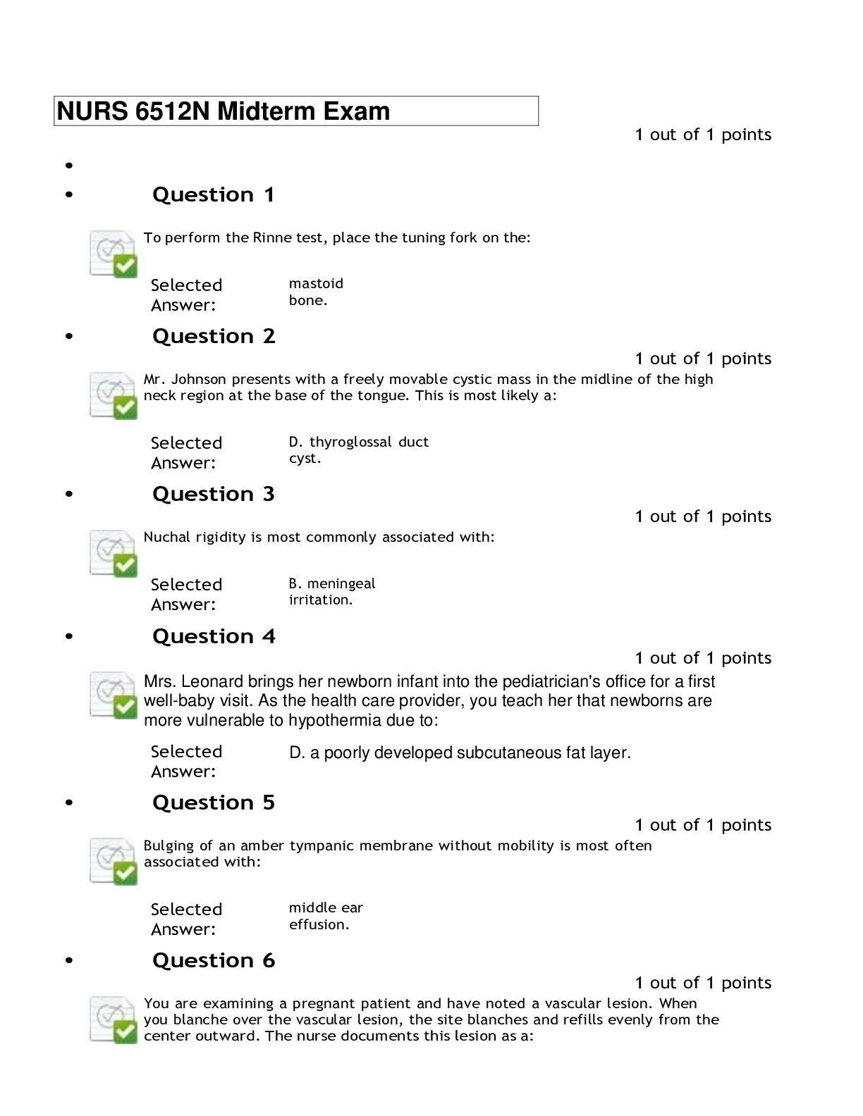 Preview image for NURS 6512N Midterm Exam