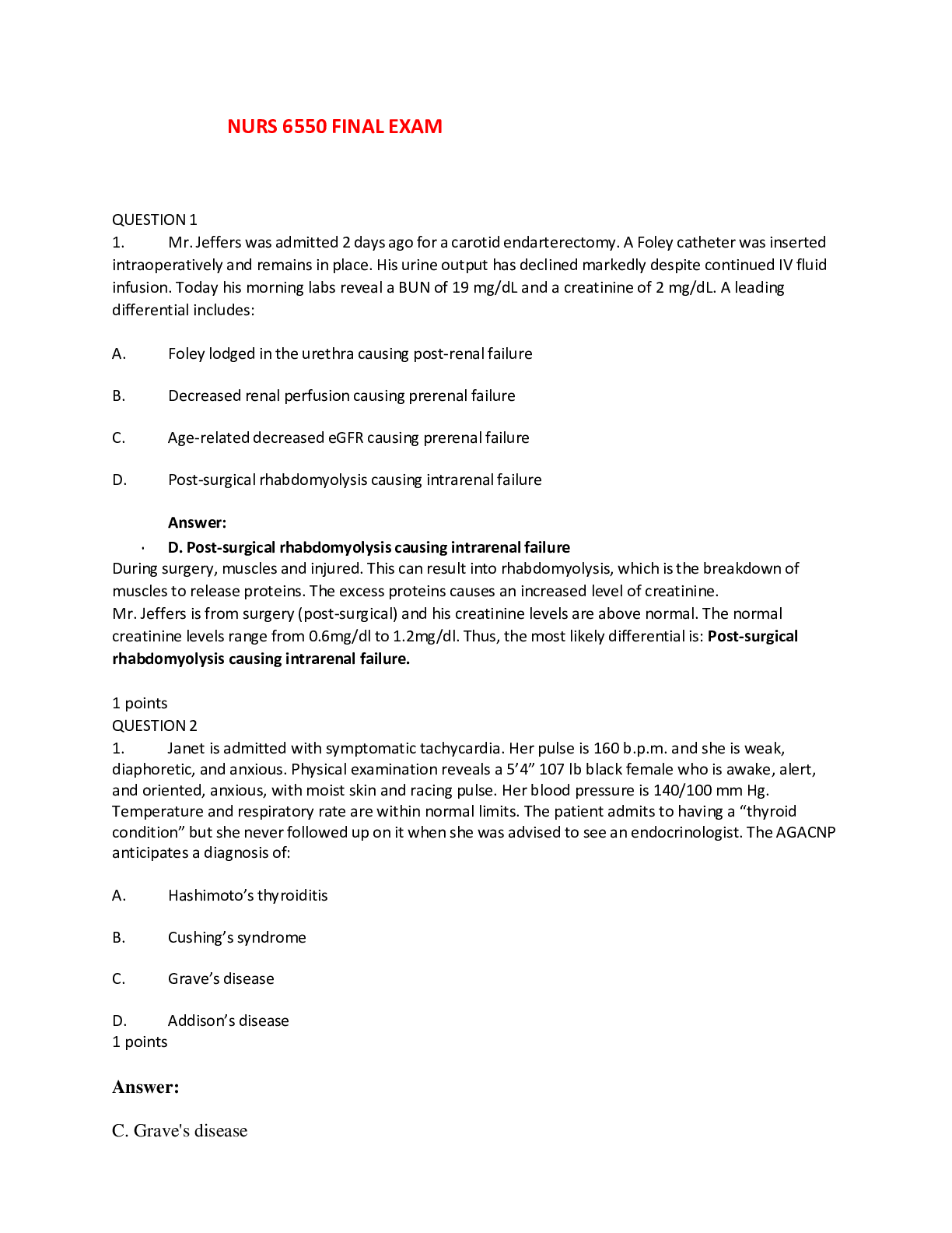 Preview image for NURS 6550 FINAL EXAM