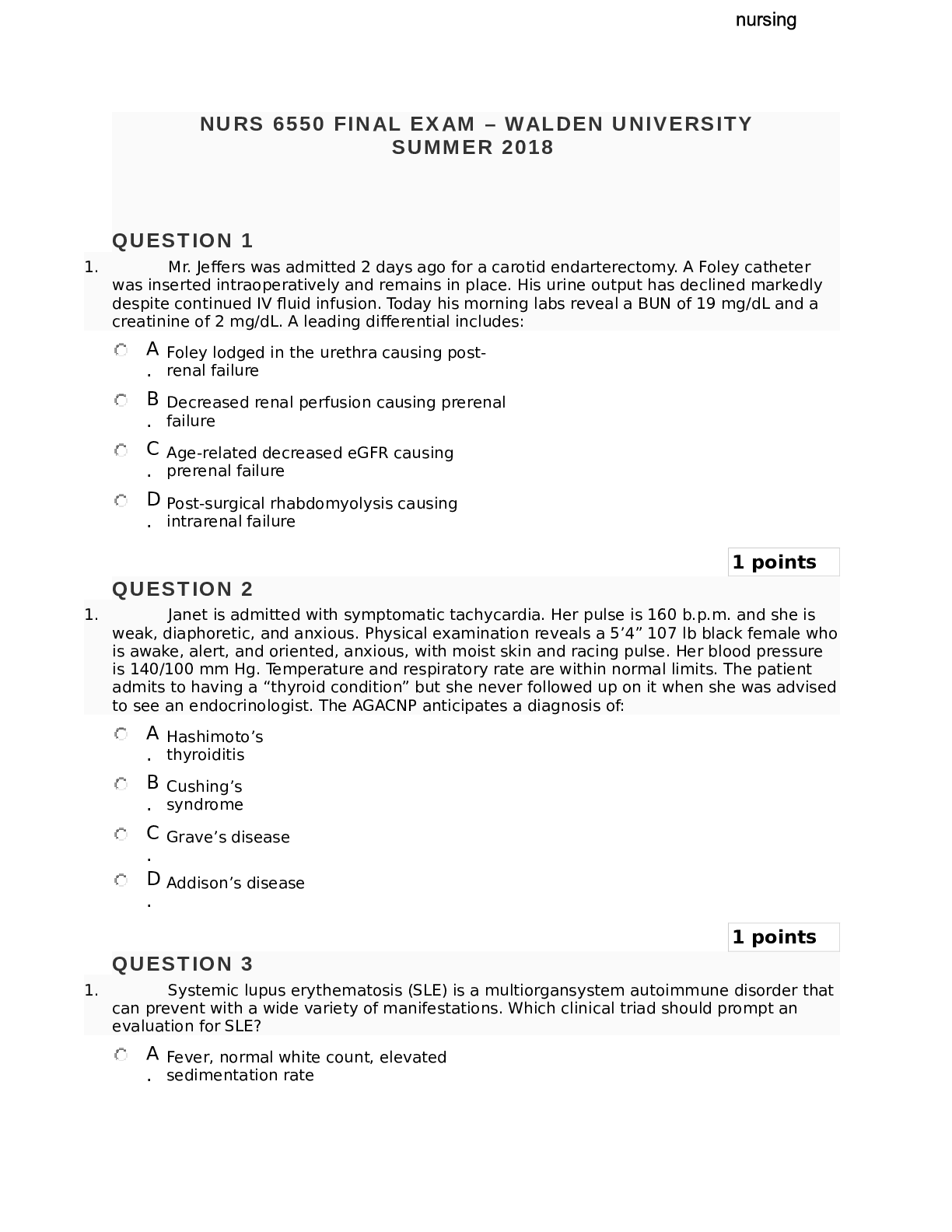 Preview image for NURS 6550 FINAL EXAM