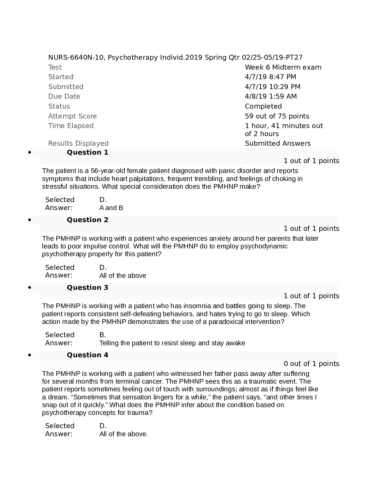 Preview image for NURS 6640 Midterm Exam 3 with Answers (Spring 2019 - 75/75 Points)Rated A+