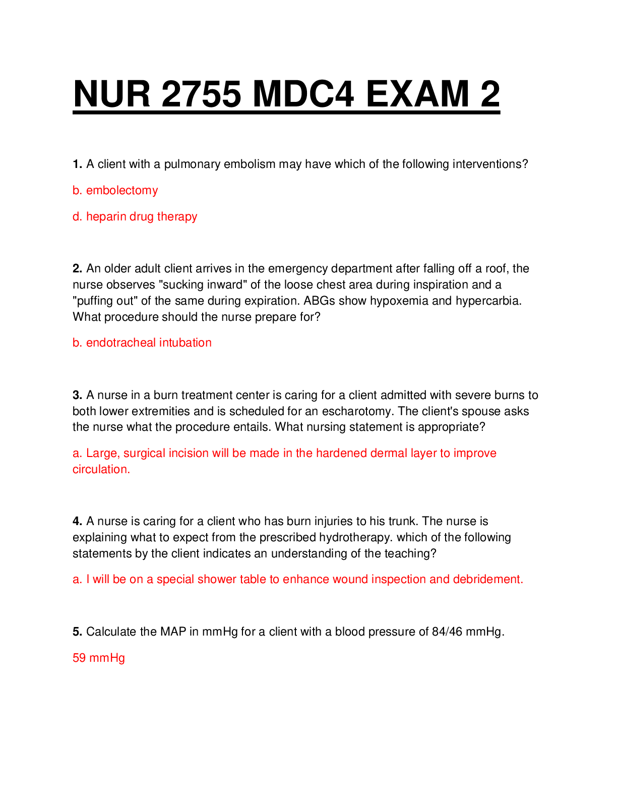 Preview image for NUR 2755 MULTIDIMENSIONAL CARE 4 EXAM 2. QUESTIONS WITH ANSWERS.