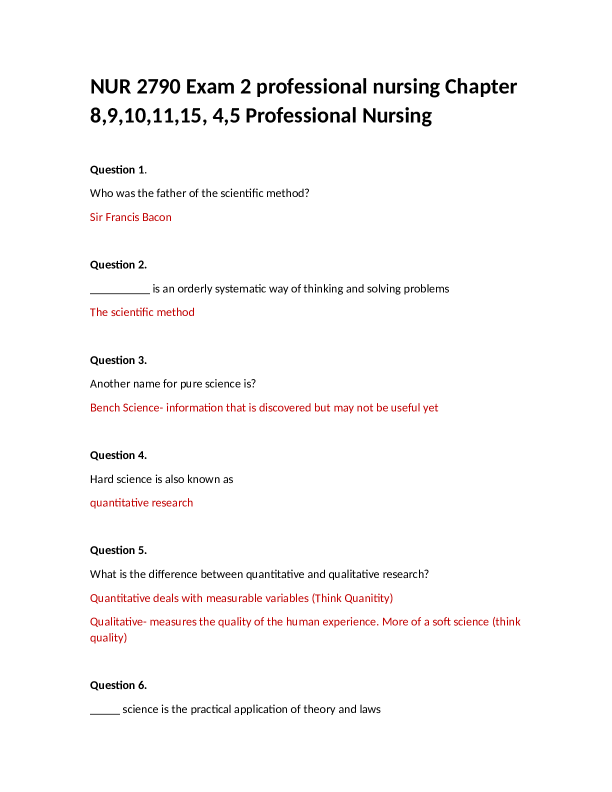 Preview image for NUR 2790 Exam 2 FINAL (CORRECT QUESTIONS AND ANSWERS) COMPLETE SOLUTIONS