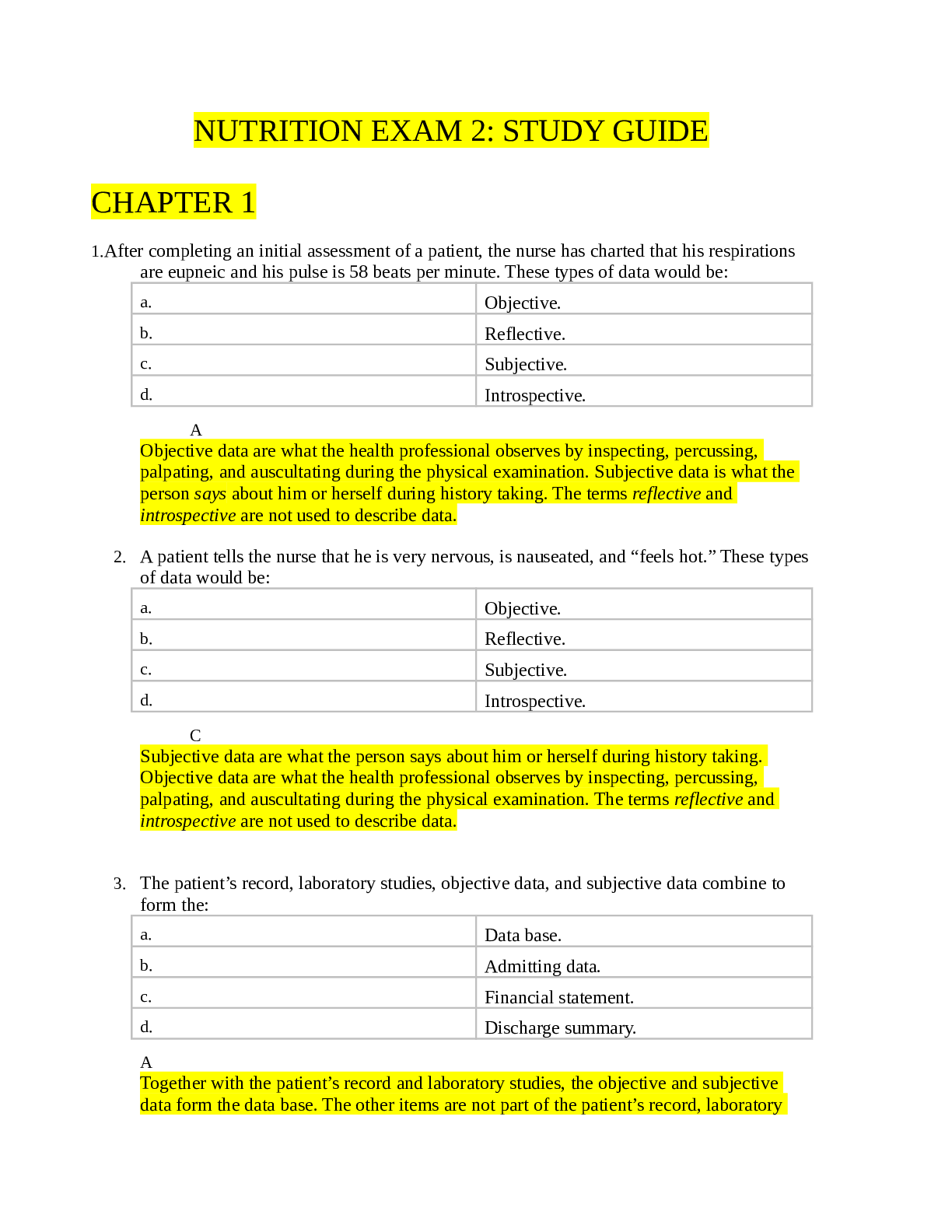 Preview image for Chamberlain College of Nursing NR 566 NUTRITION EXAM 2: STUDY GUIDE