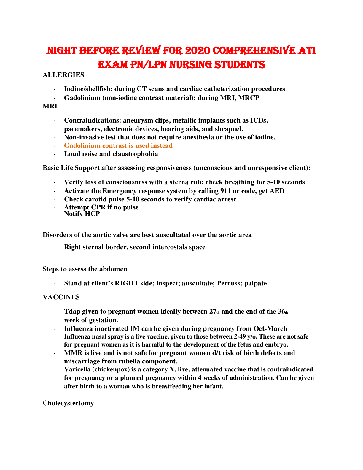 Preview of ATI Review Comprehensive Exam PN / LPN (2020)