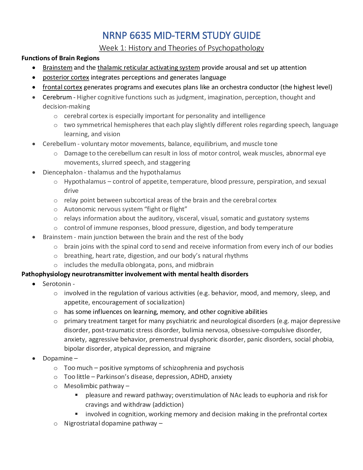 Preview of NRNP6635 /  NRNP 6635 MID-TERM STUDY GUIDE 2022 - WALDEN UNIVERSITY