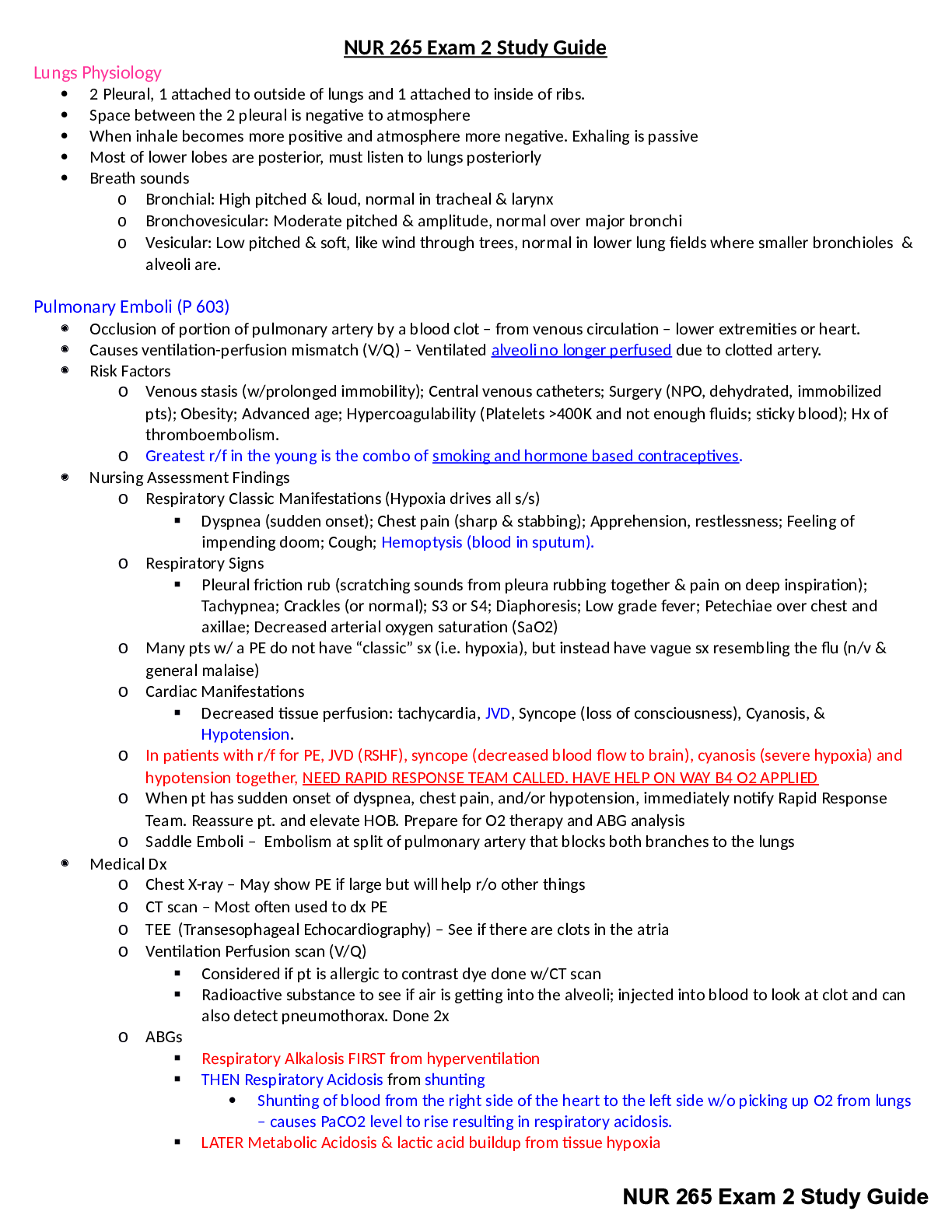 Preview image for NUR 265 Exam 2 Study Guide & Exams questions and answers