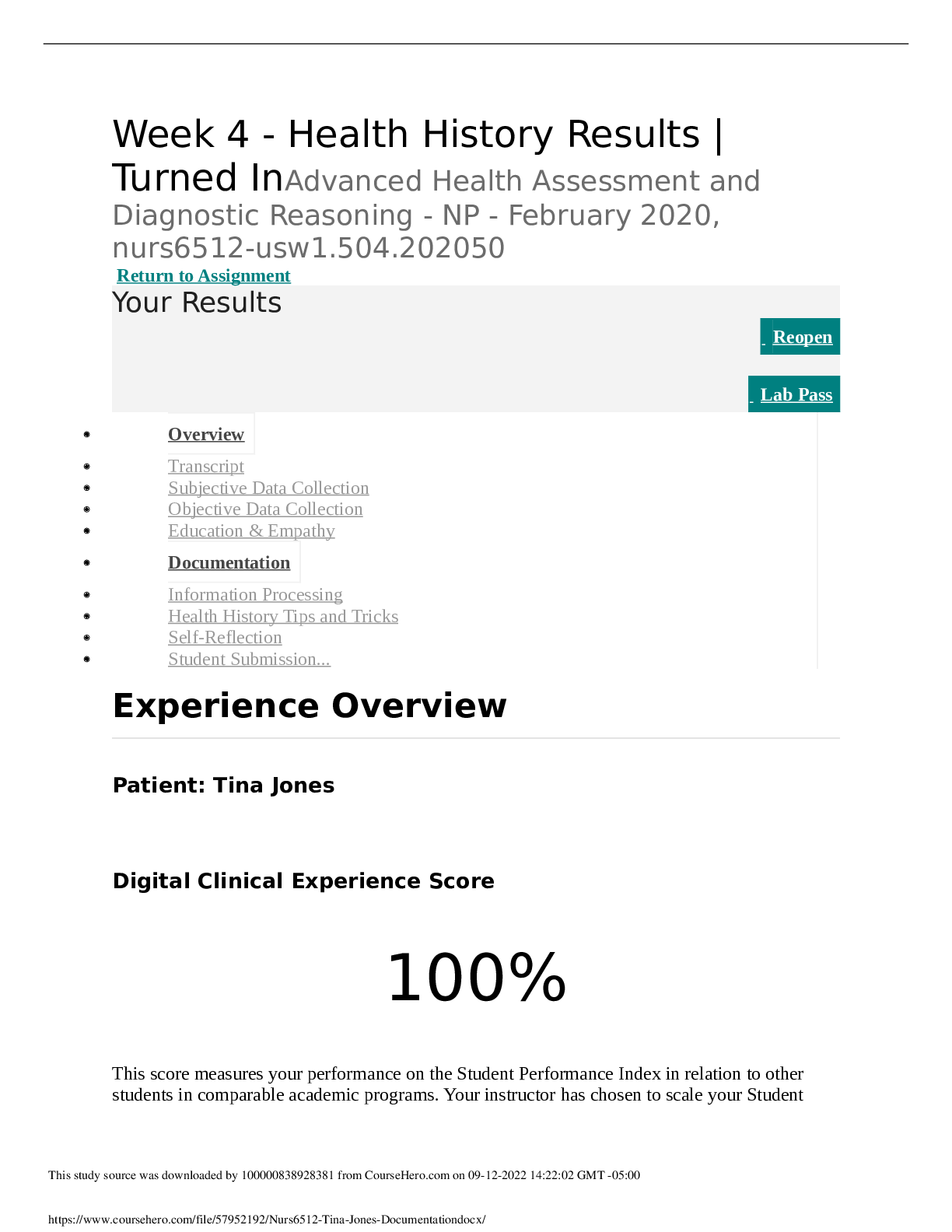 Preview image for Walden University Week 4 - Health History Results | Tina Jones