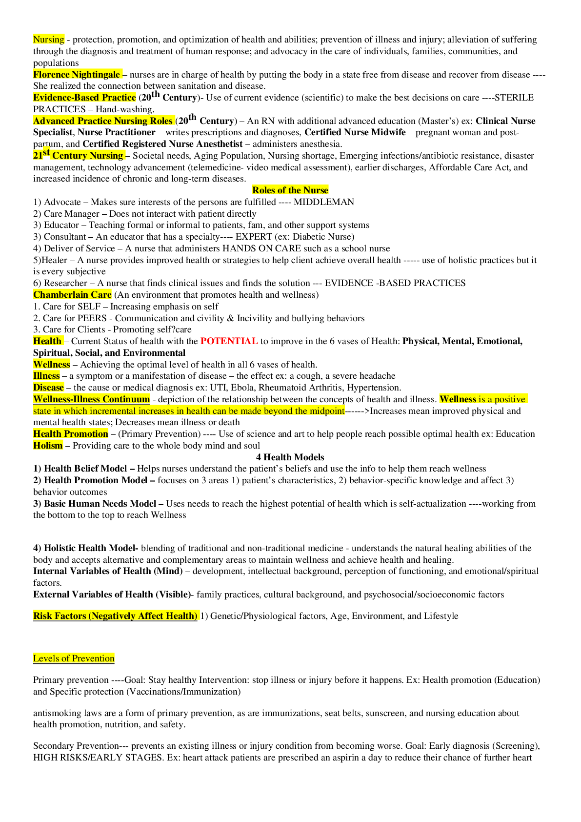 Preview of Nursing - NR 222 UNIT 1 NOTES