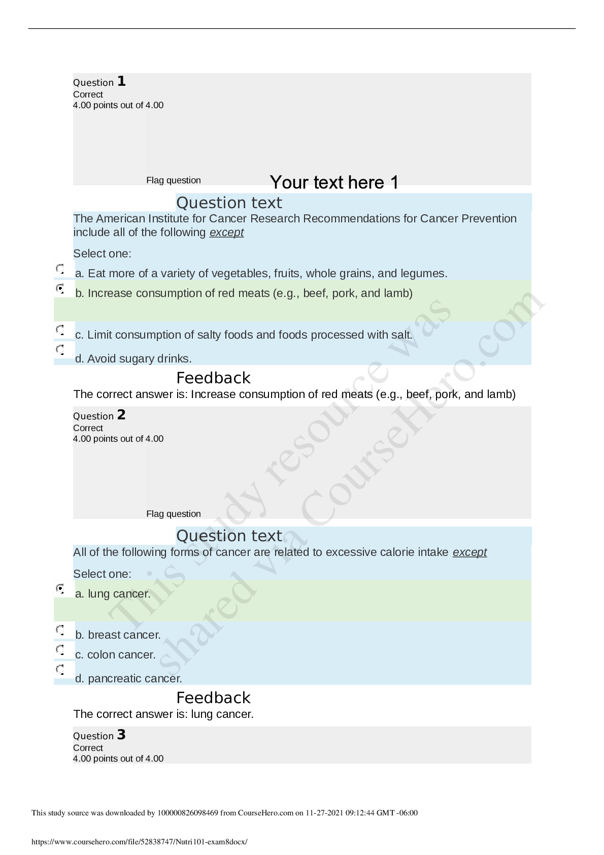 Preview image for NUTRI 101 EXAM 8 QP JUNE 2020 WITH VERIFIED  SOLUTIONS
