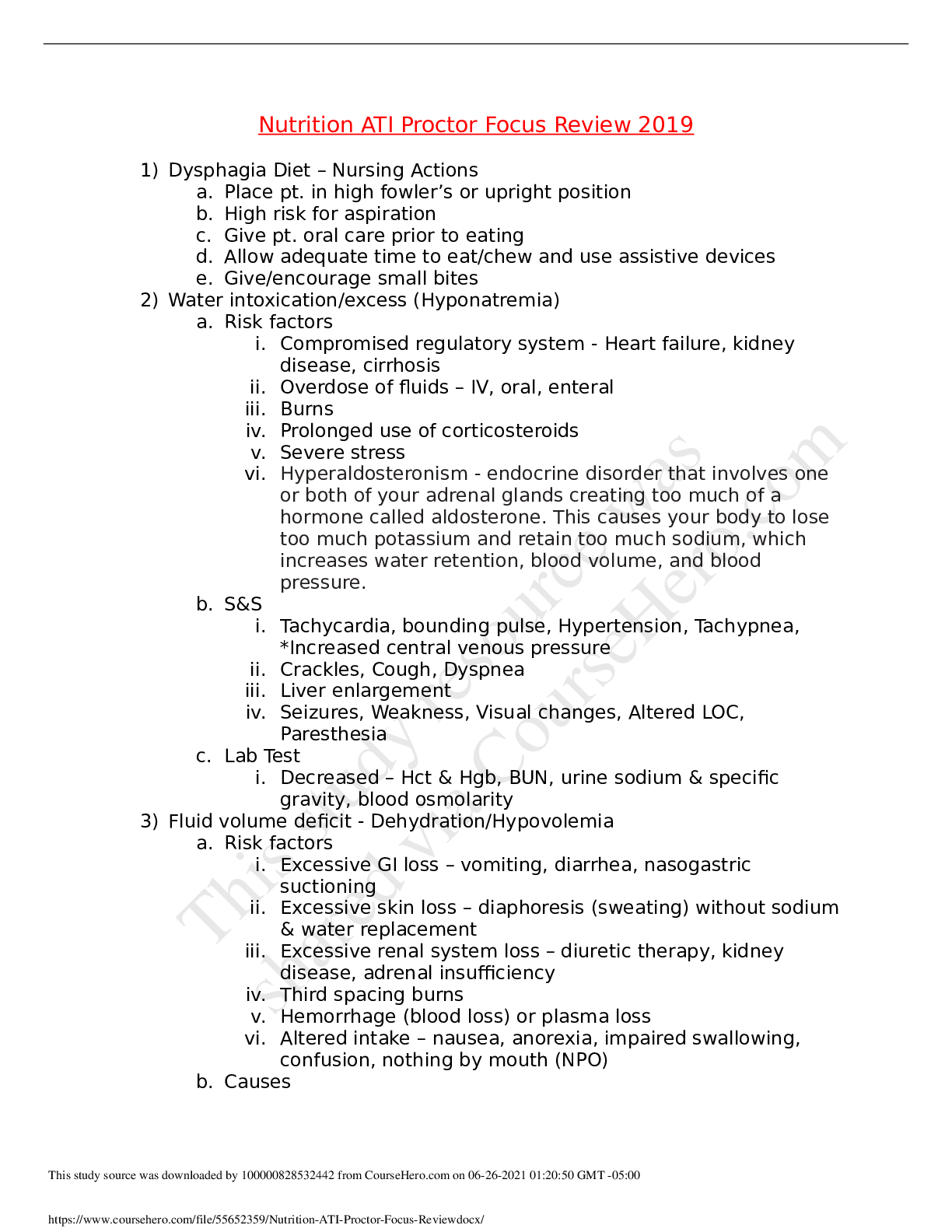 Preview image for Nutrition ATI Proctor Focus Review 2019 (complete)