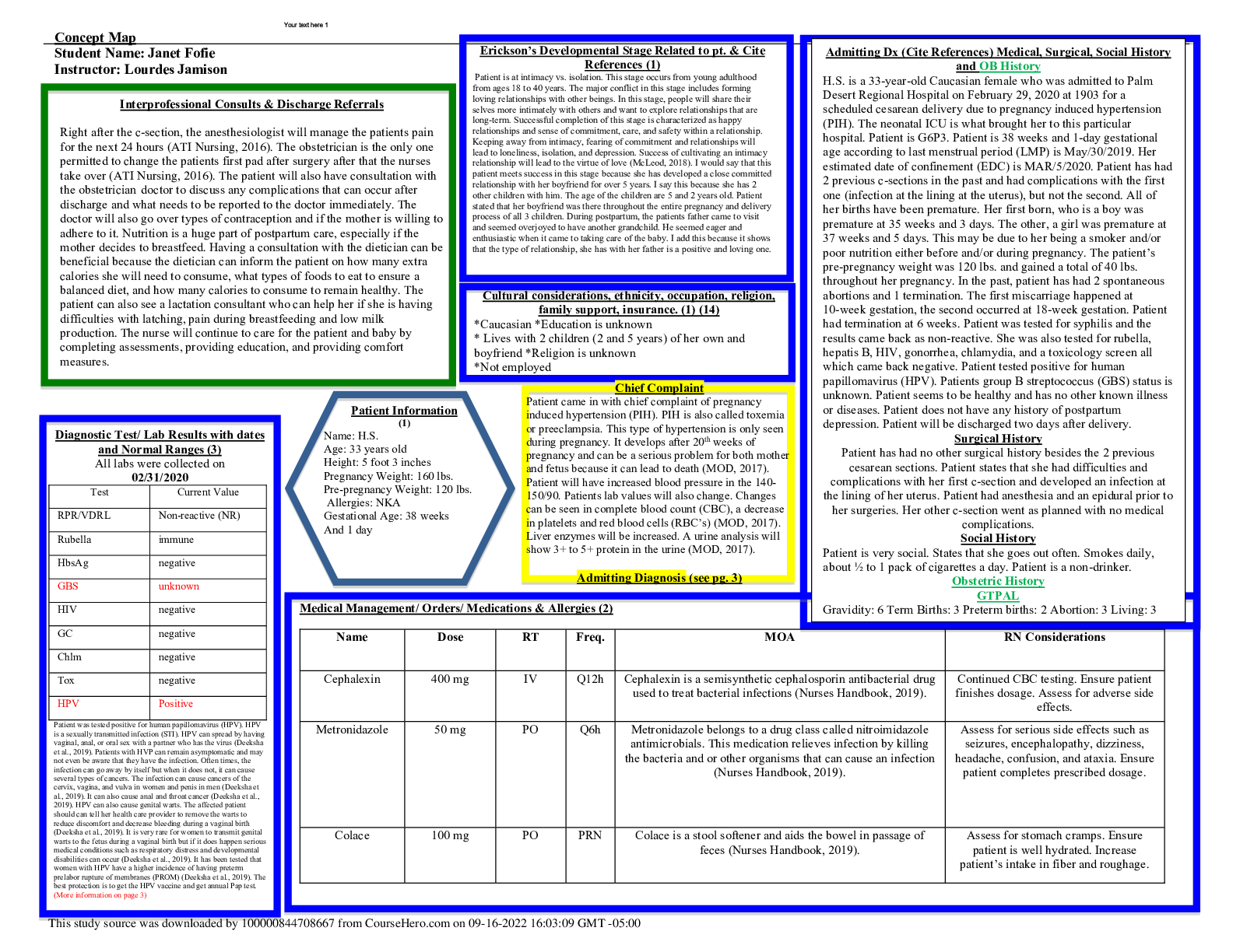 Preview image for West Coast University, Ontario - OB CLINICAL 316 OB Concept Map FINAL