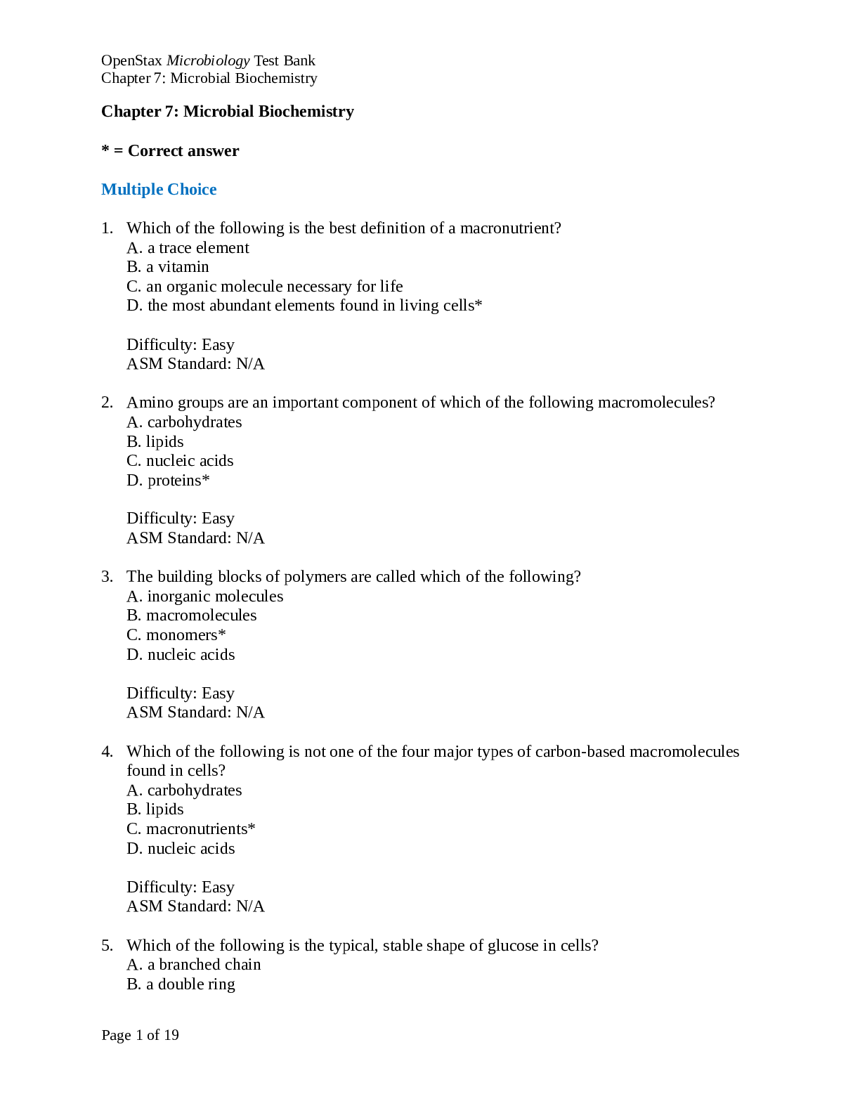 Preview image for 2021 BIOLOGY 206 OpenStax Microbiology Test Bank- Chapter 7: Microbial Biochemistry latest solutions, verified