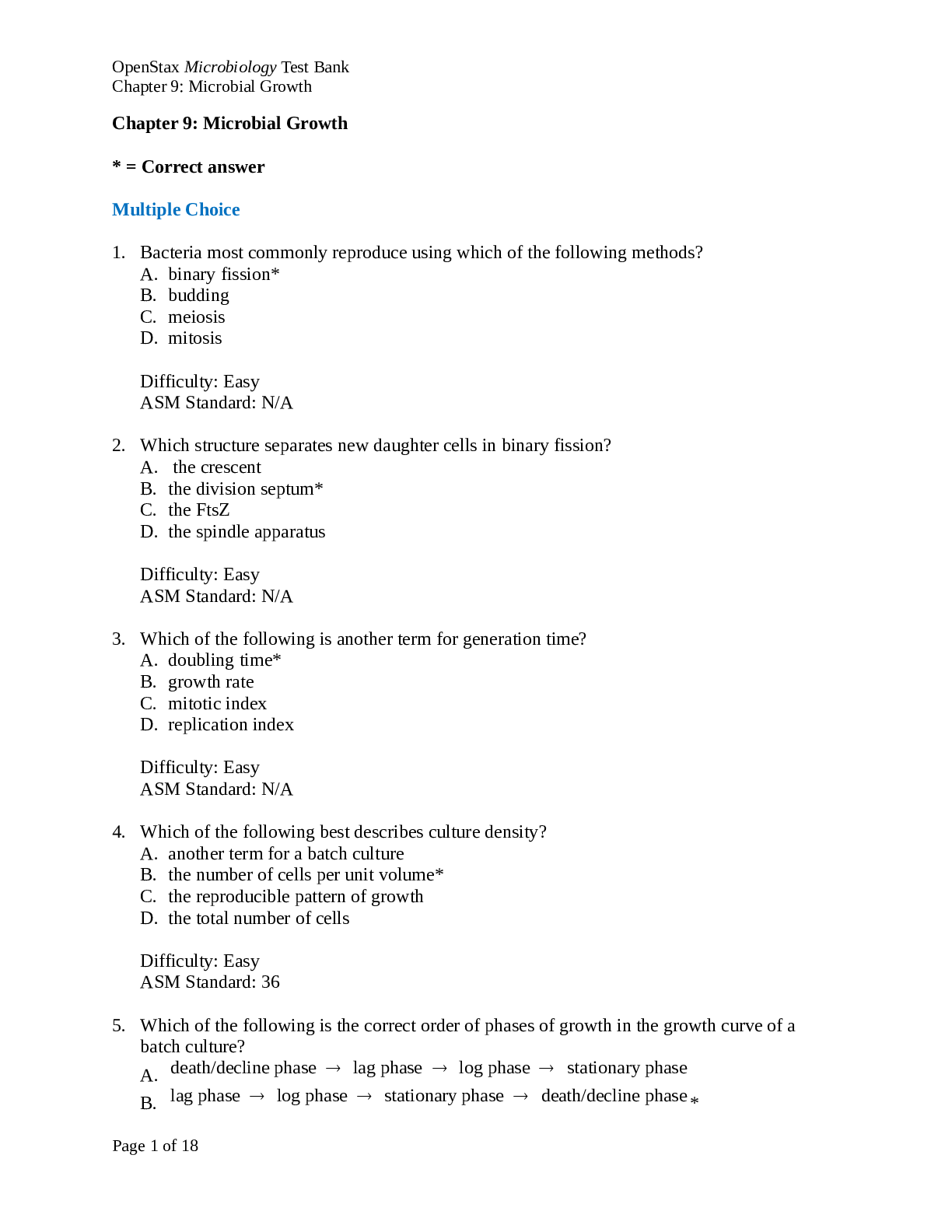 Preview image for Chapter 9: Microbial Growth Latest 2021 Questions And Answers