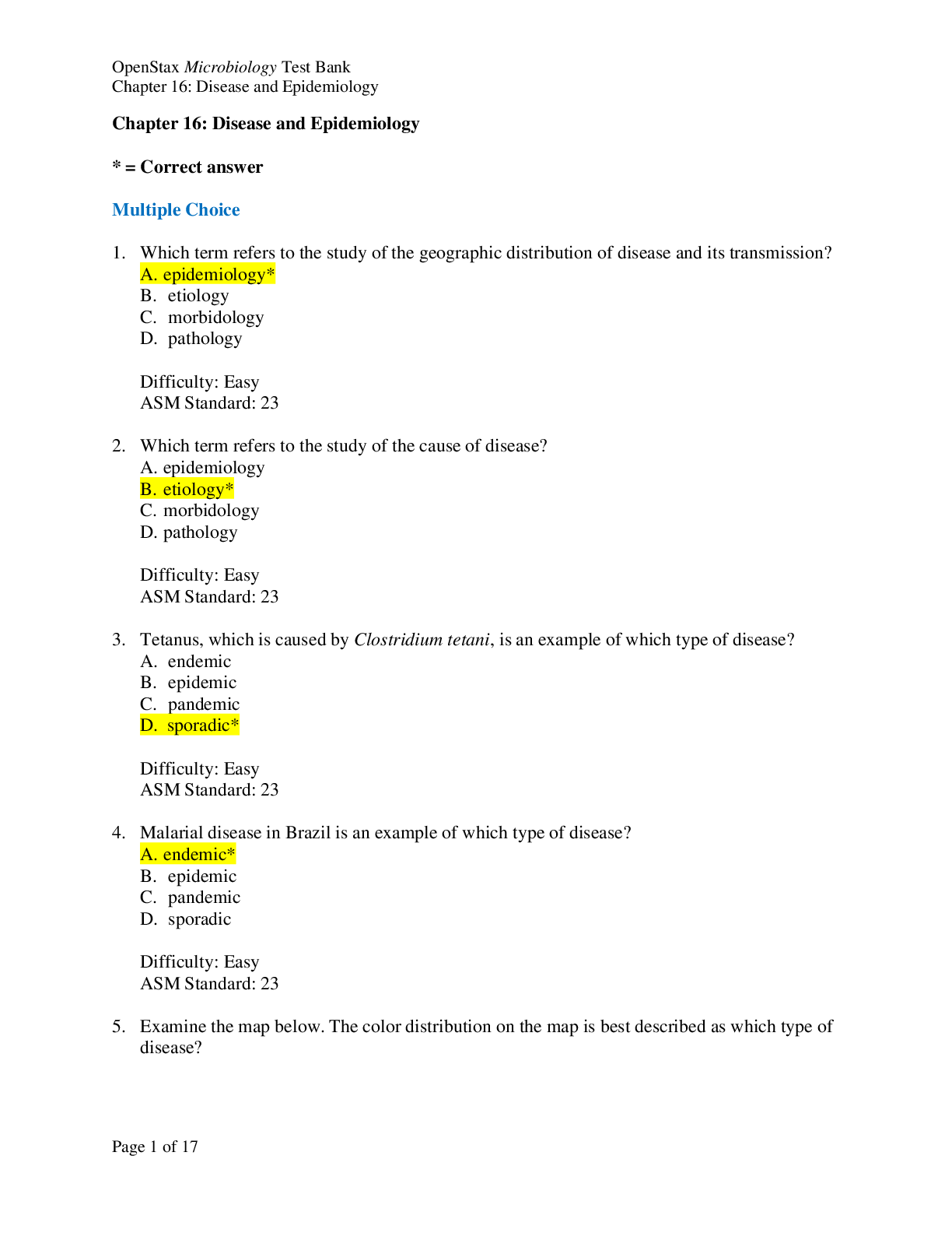 Preview image for 2021 BIOLOGY 206 OpenStax Microbiology Test Bank- Chapter 16: Disease and Epidemiology Latest Testbank solutions