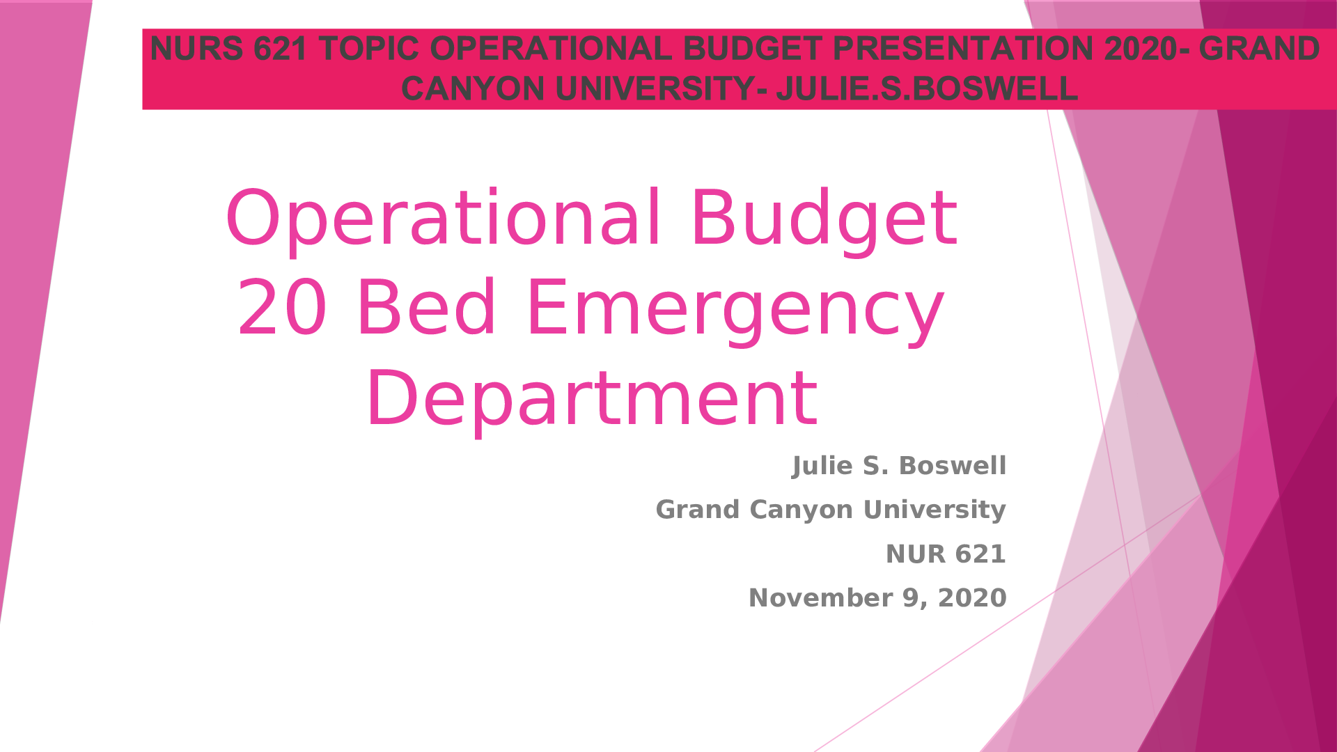 Preview image for NURS 621 TOPIC OPERATIONAL BUDGET PRESENTATION 2020- GRAND CANYON UNIVERSITY- JULIE.S.BOSWELL