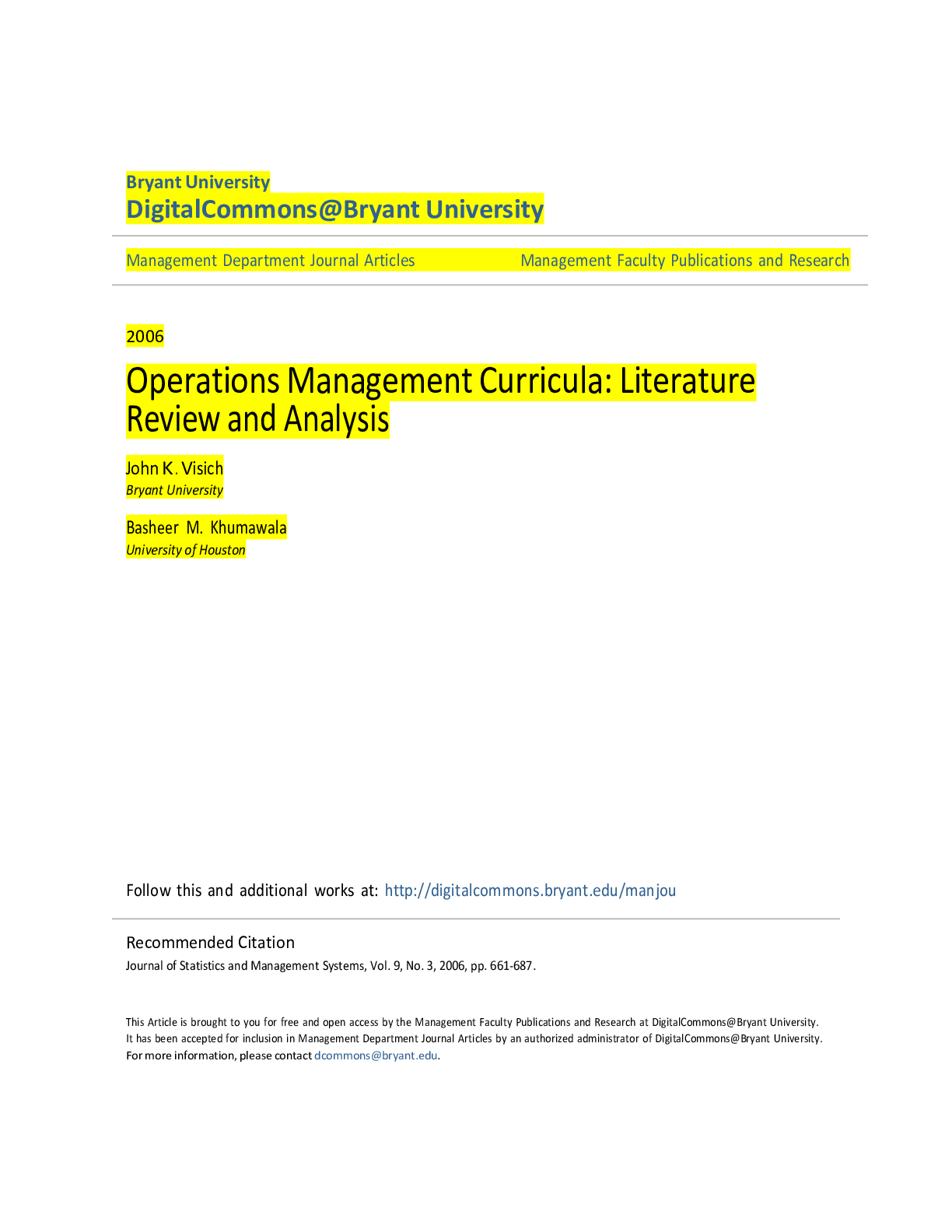 Preview image for Operations Management Curricula_ Literature Review and Analysis.