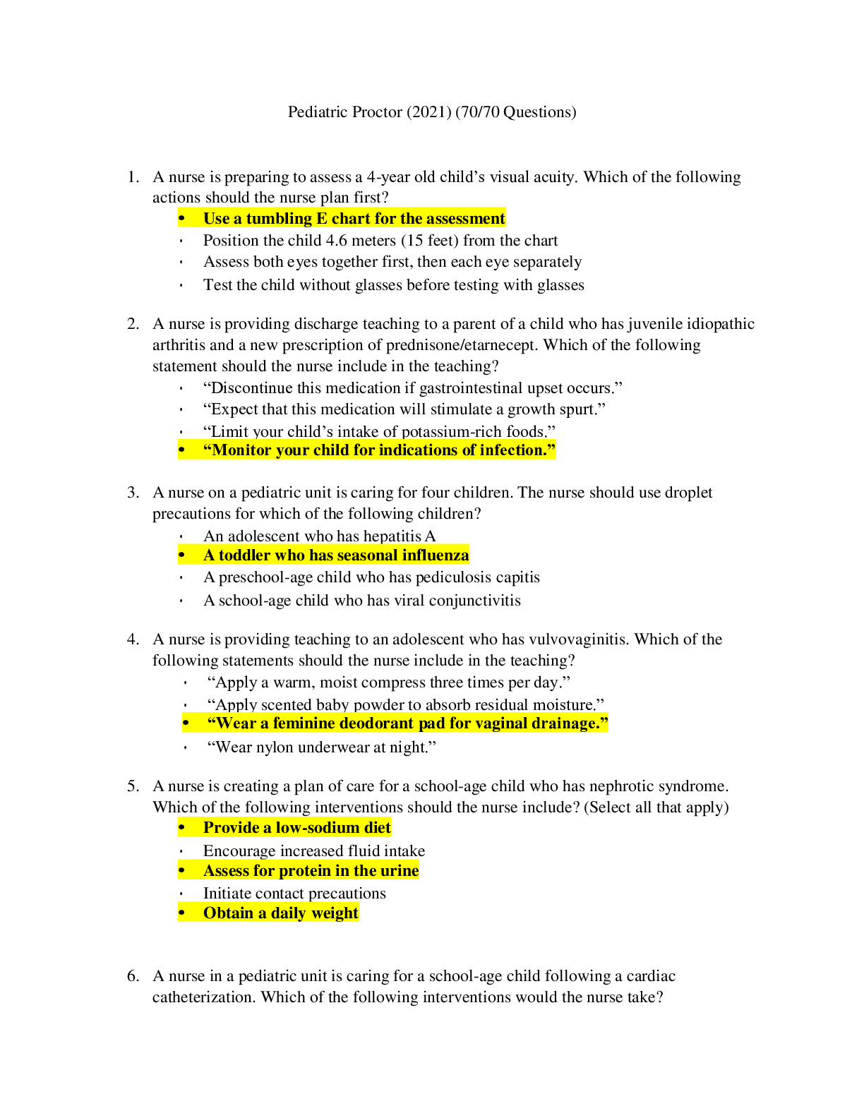 Preview image for Pediatric Proctor (2016) (70/70 Questions)