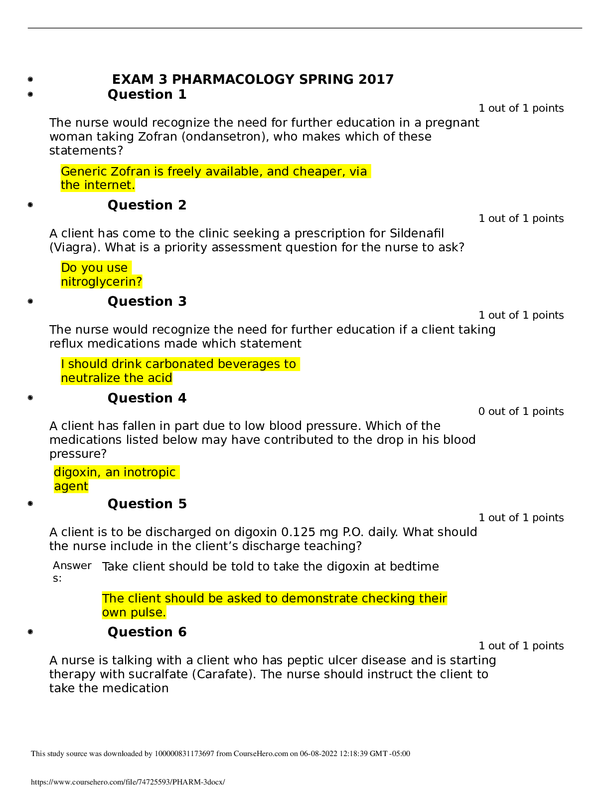 Preview image for EXAM 3 PHARMACOLOGY SPRING