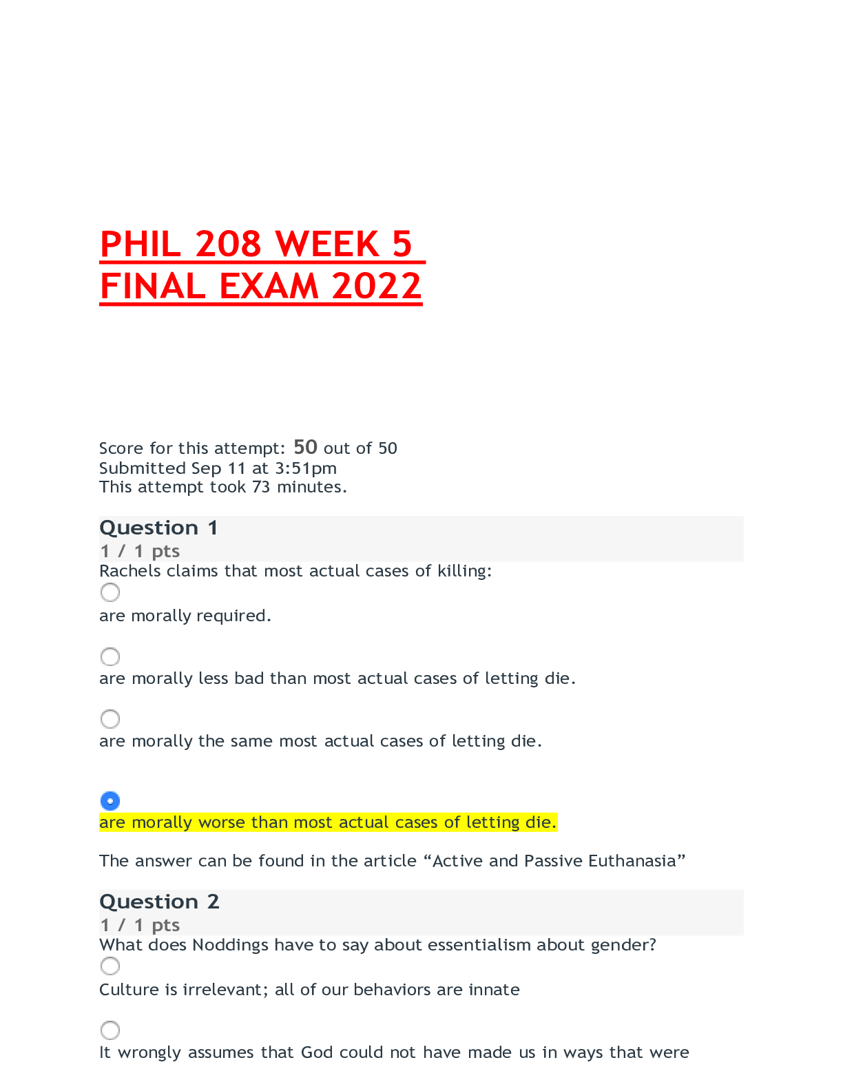 Preview image for PHIL 208 WEEK 5 FINAL EXAM 2022 GRADED A+