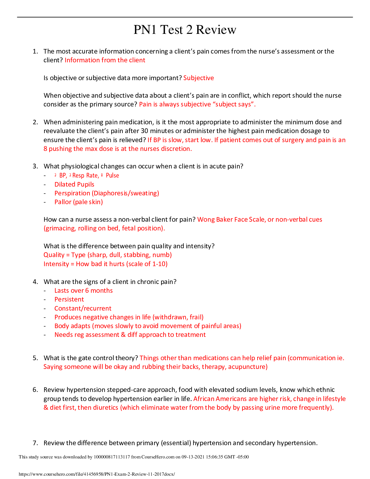 Preview image for PN1 Exam 2 Review -Questions and Answers-Rasmussen College. 2022/2023 update