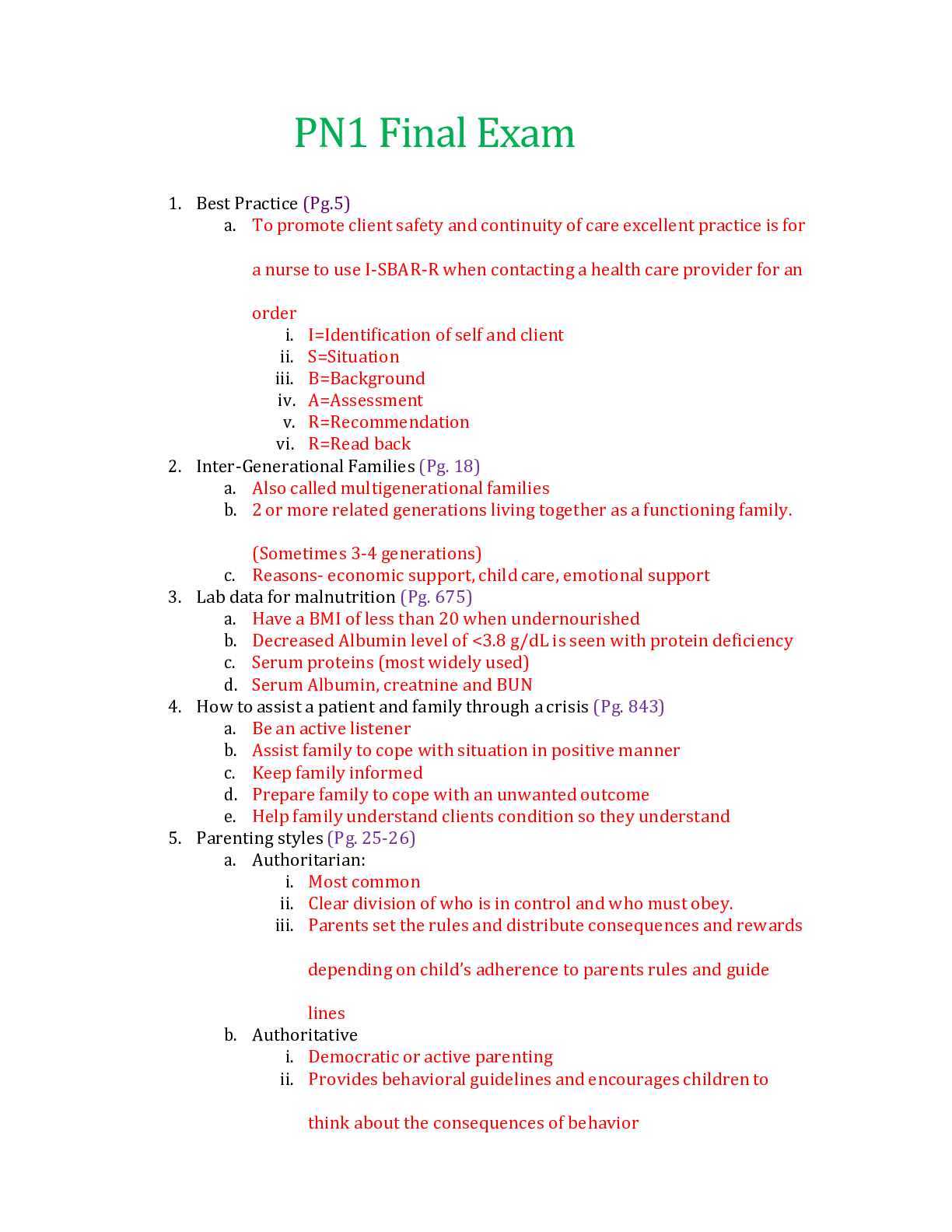 Preview of PN1 Final Exam NEW STUDY GUIDE DOCS 2021