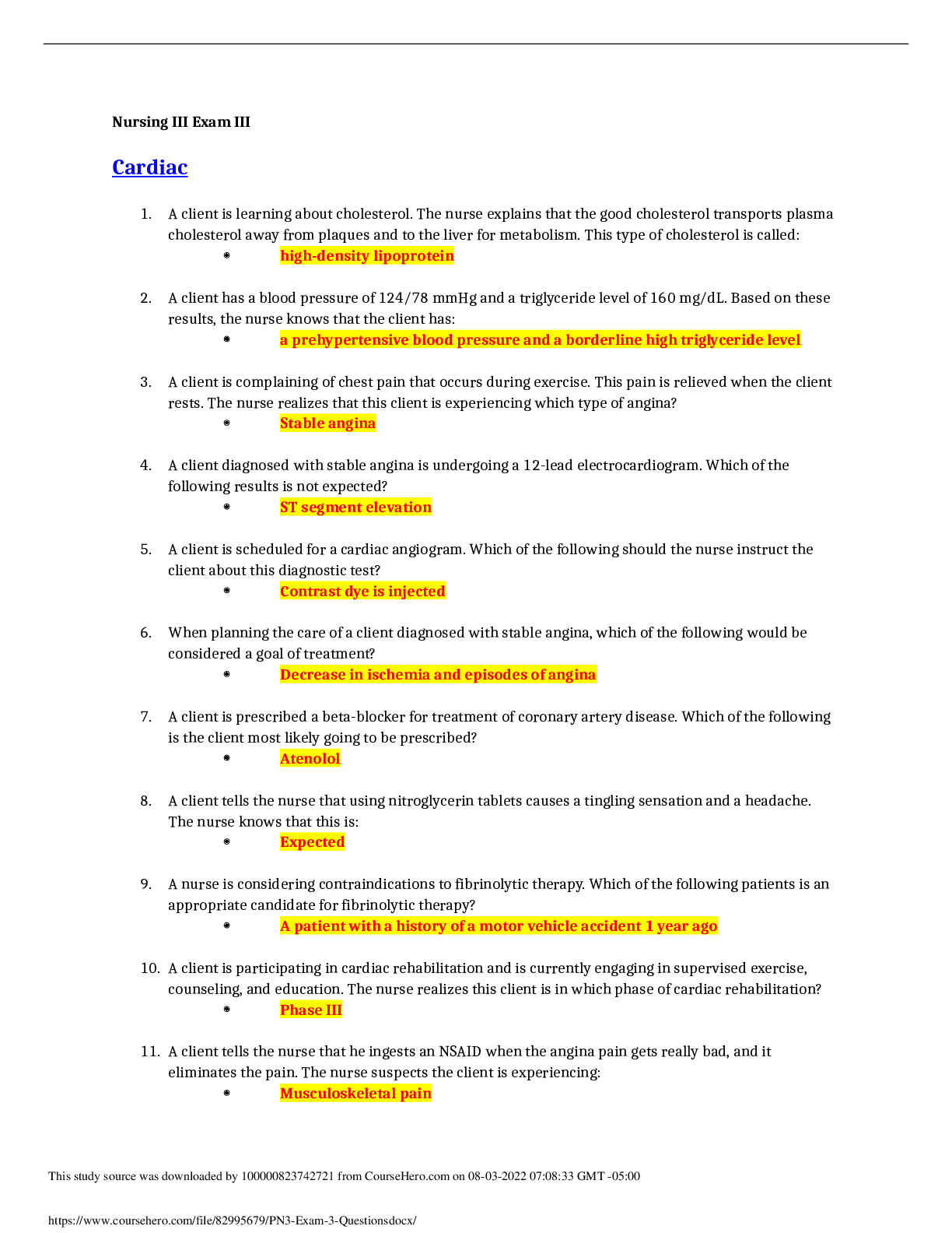 Preview image for PN3 Exam 3 Questions And Answers (Grade A) 100%