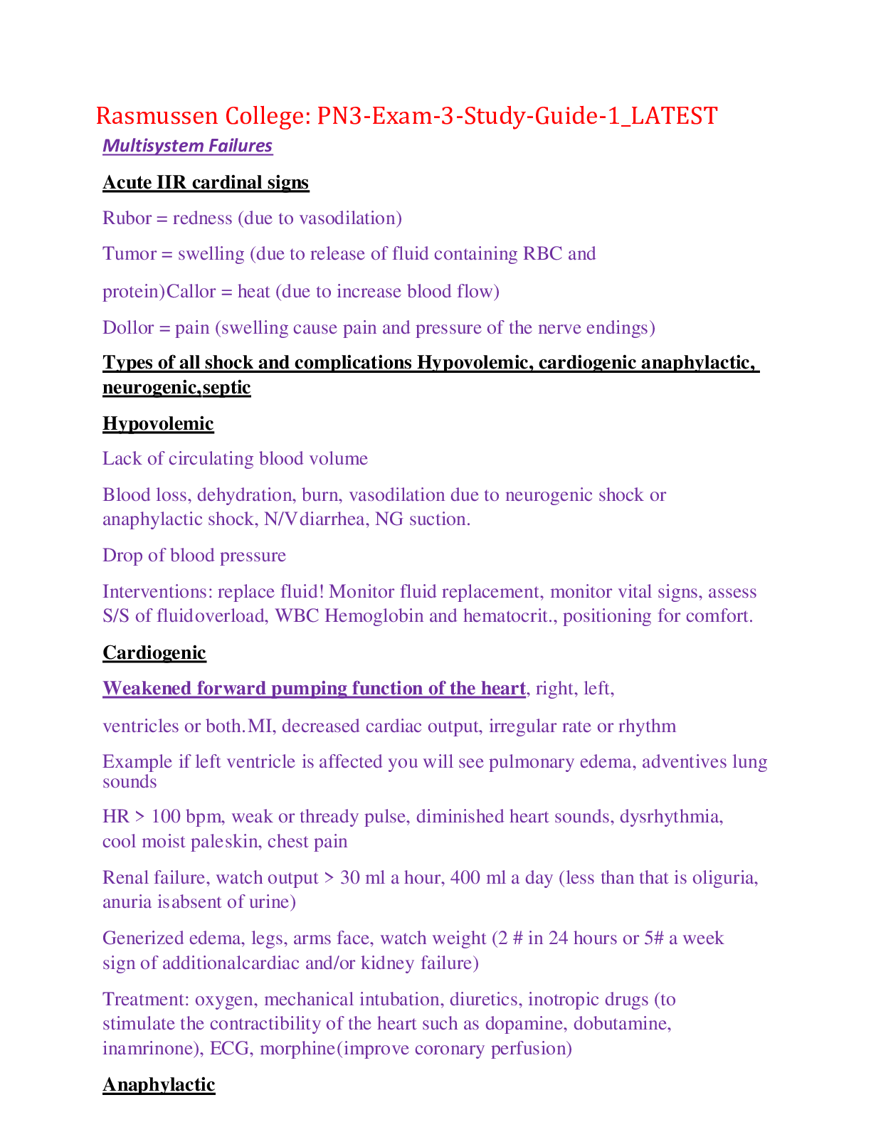 Preview image for Rasmussen College - PN 3PN3-Exam-3-Study-Guide-1; Latest Spring 2020/2021