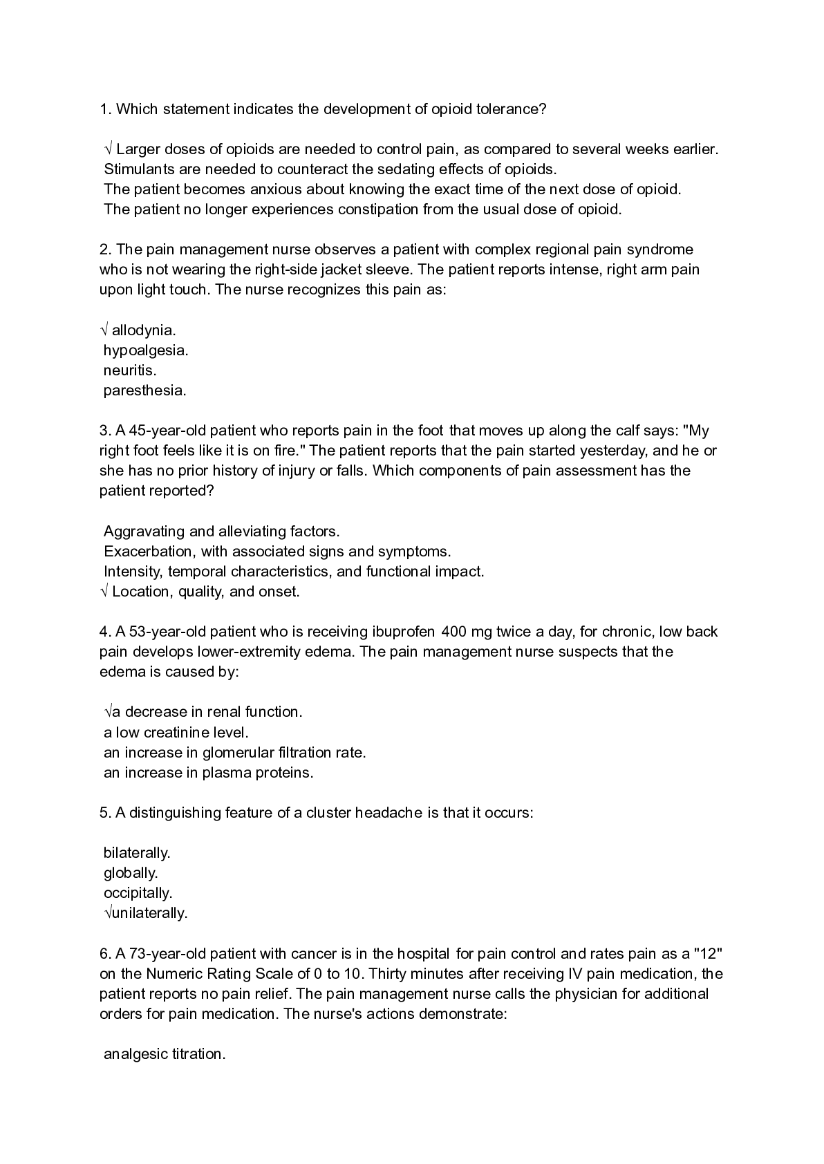 Preview image for Pain Management Practice Questions and Answers