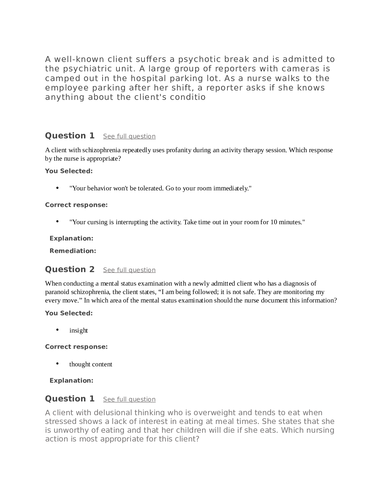 Preview of NURS 1102 QUESTIONS AND ANSWERS WTH COMPLETE ANSWER 2021