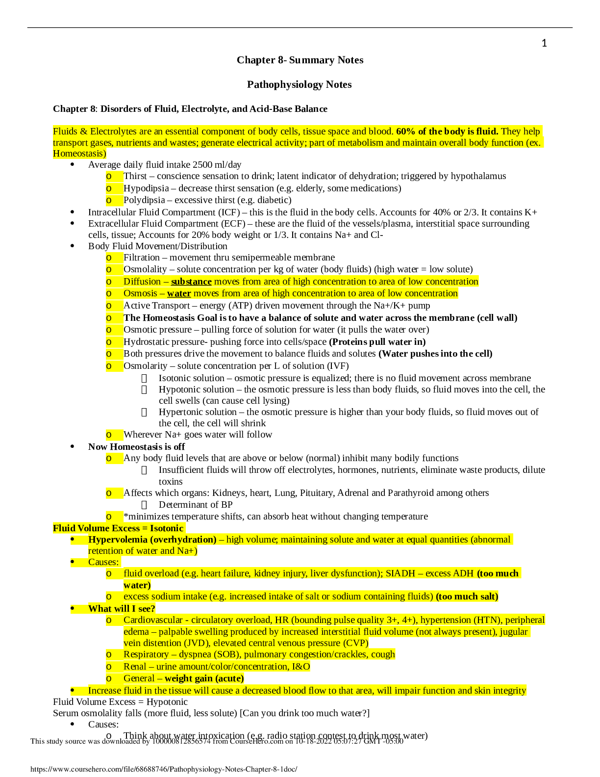 Preview image for MN 551 Pathophysiology Chapter 8- Summary Notes FINAL AND MIDTERM EXAM REVIEW 2022/2023
