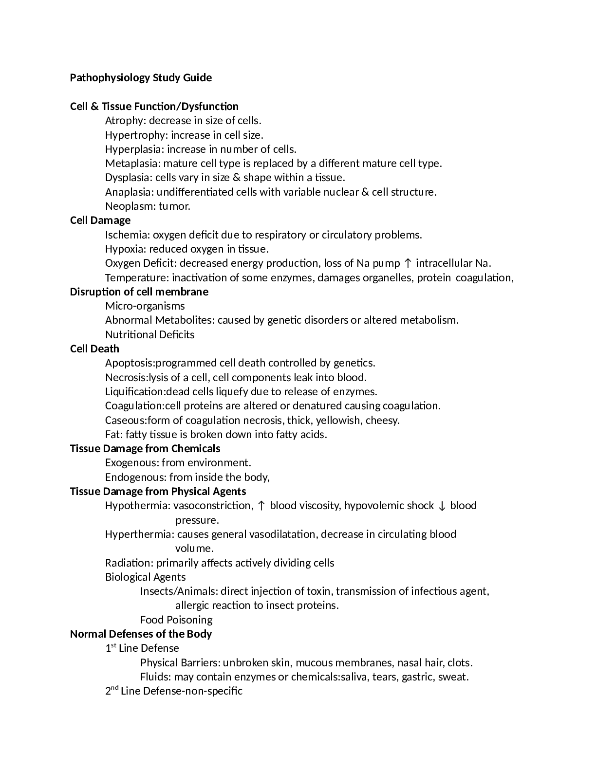 Preview image for Pathophysiology Study Guide