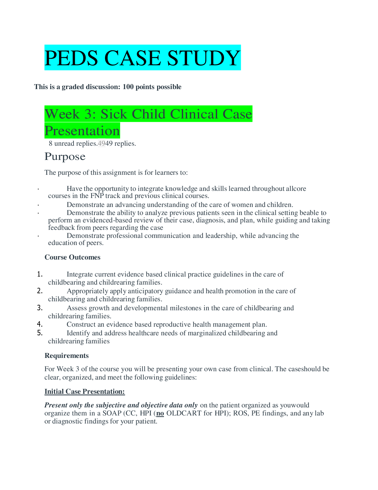 Preview image for Ped case study Week 3: Sick Child Clinical Case  Presentation