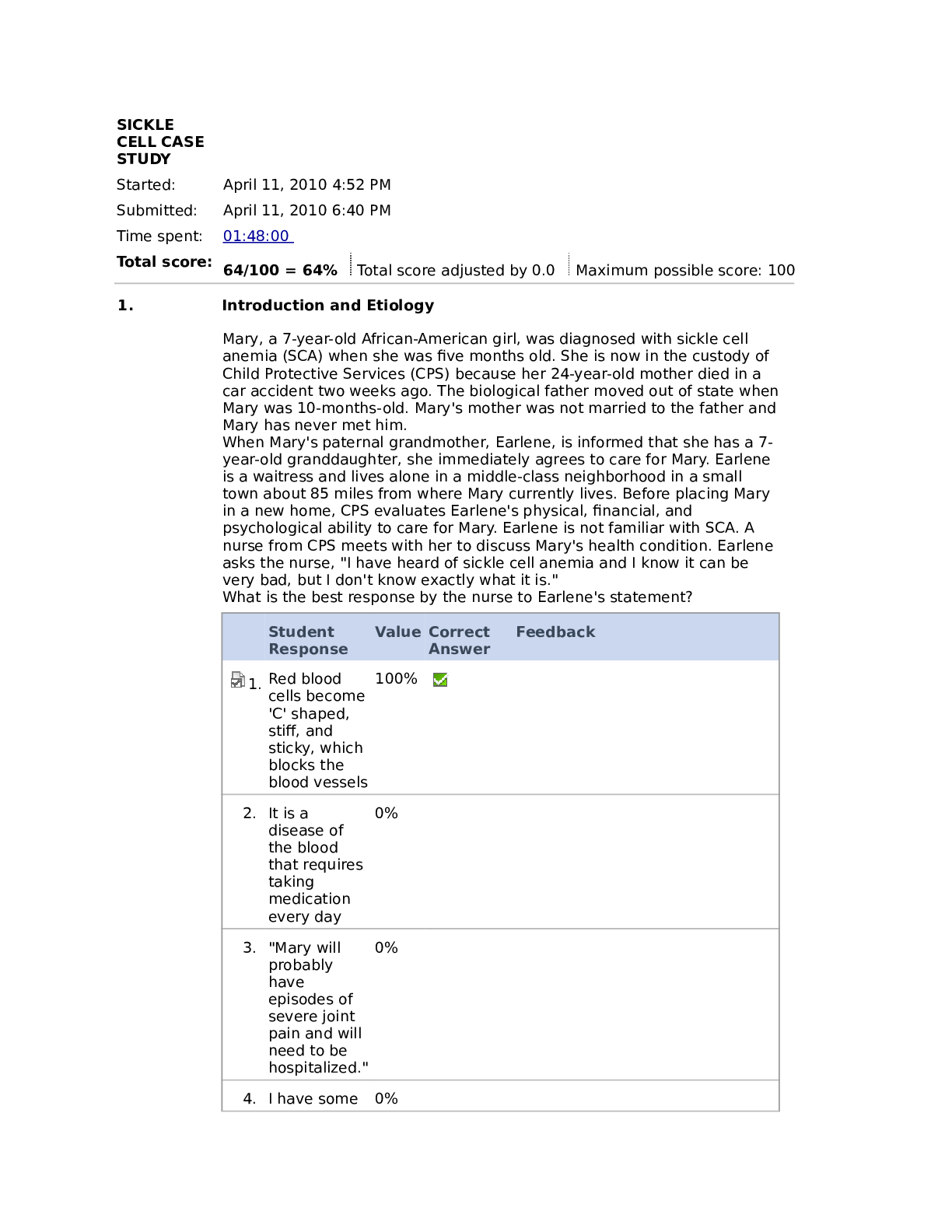 Preview of NURS 6541 PEDIATRICS SICKLE CELL CASE STUDY