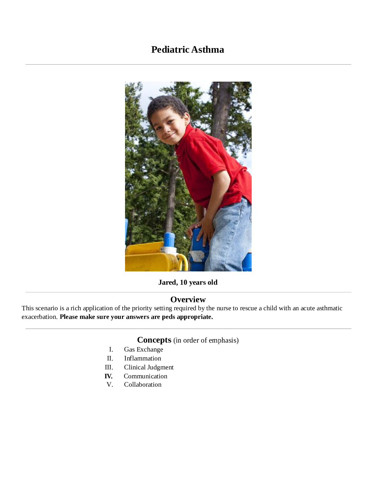 Preview image for Pediatric_Asthma. Jared, 10 years old NURS 240
