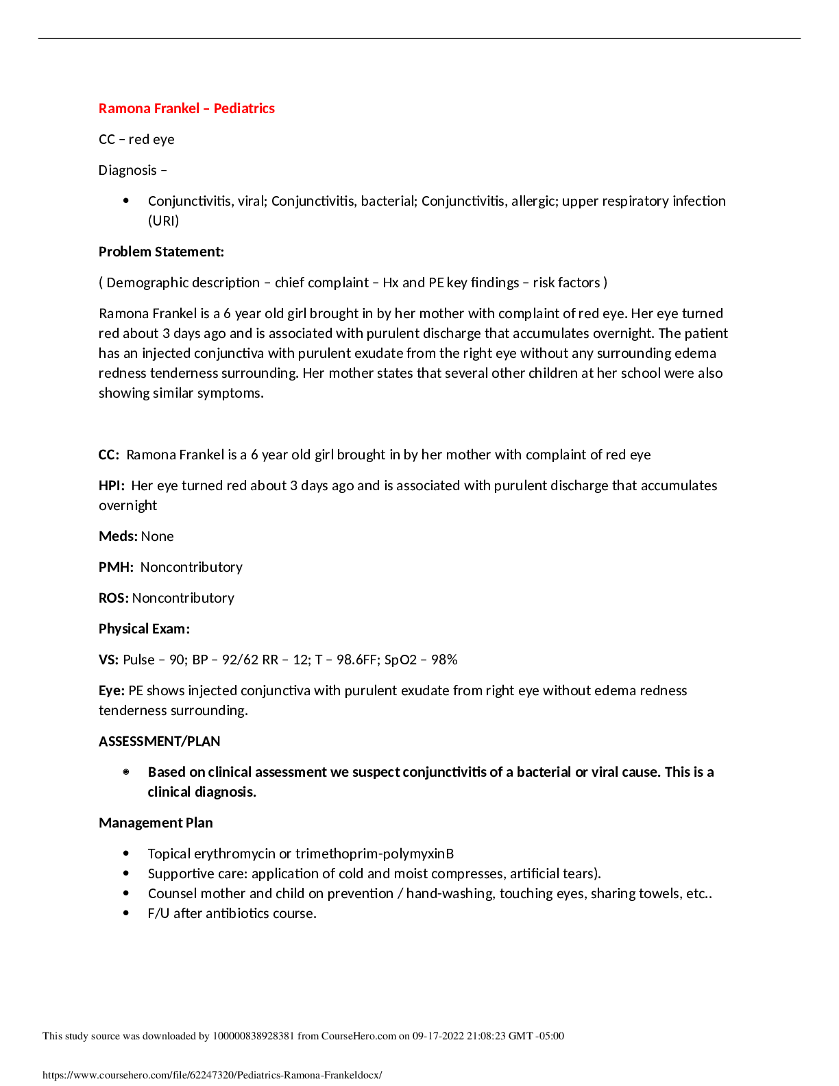 Preview image for Pennsylvania State UniversityNURS MISCPediatrics Ramona Frankel.