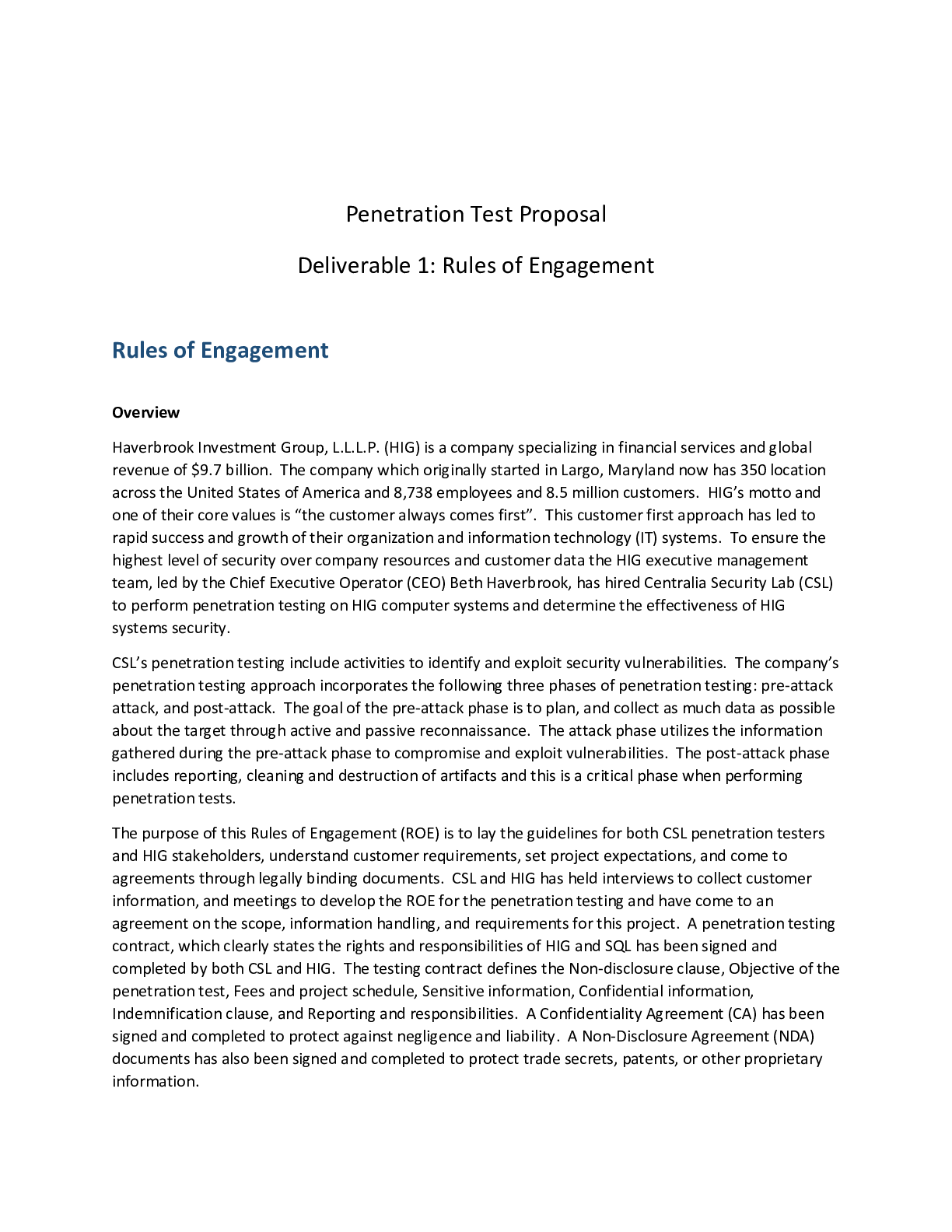 Preview image for Research Paper > Penetration Test Proposal Deliverable 1: Rules of Engagement